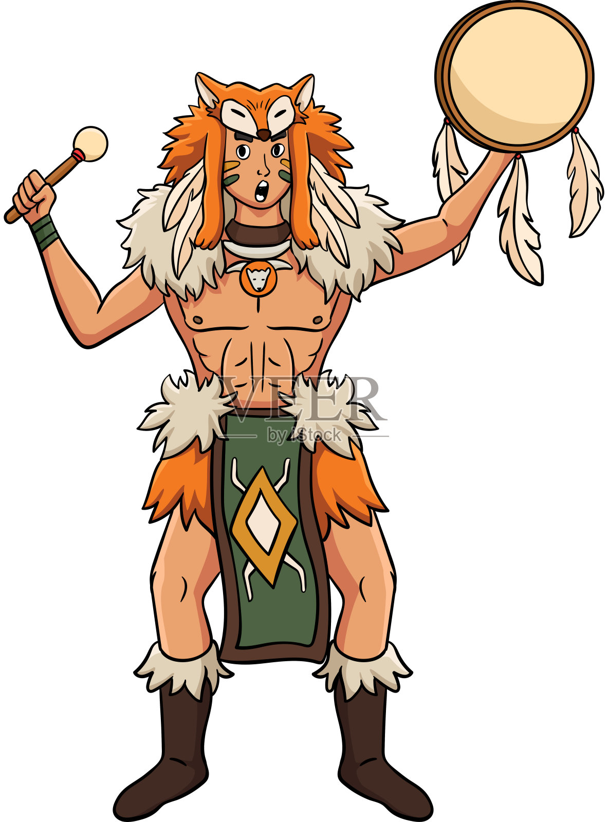 美国土著男孩捕梦网剪贴画插画图片素材