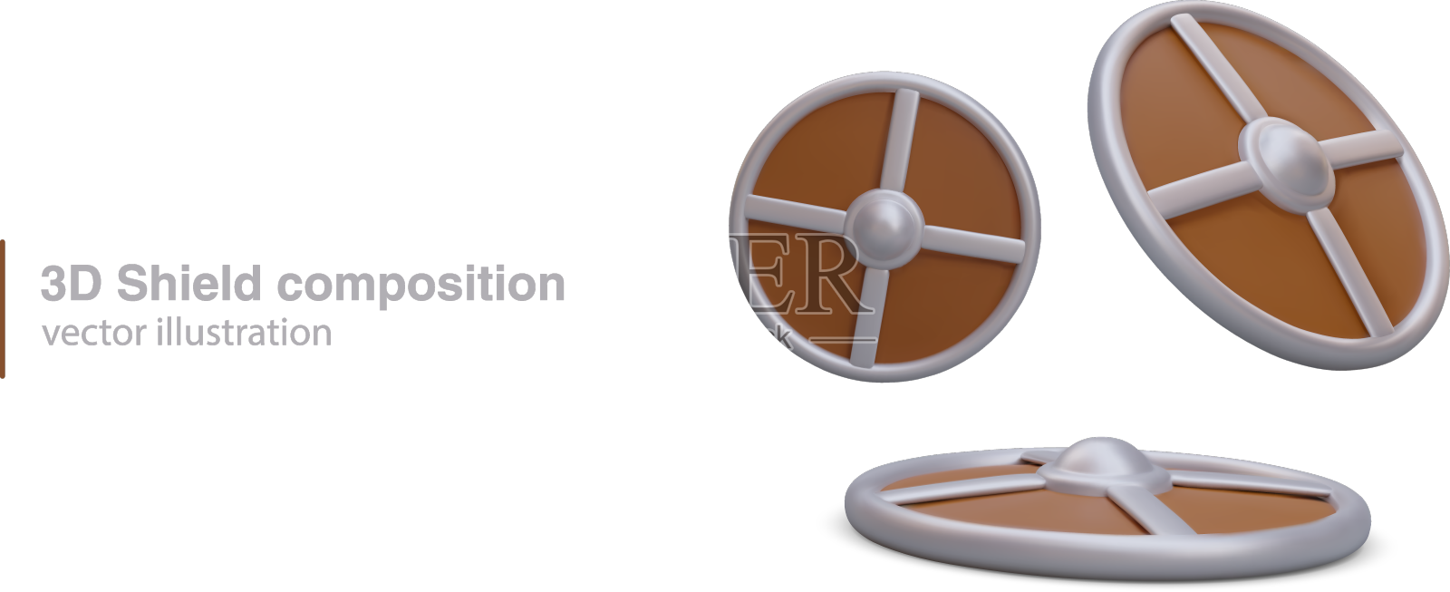 海报与3d逼真的盾牌组成装甲设计元素图片