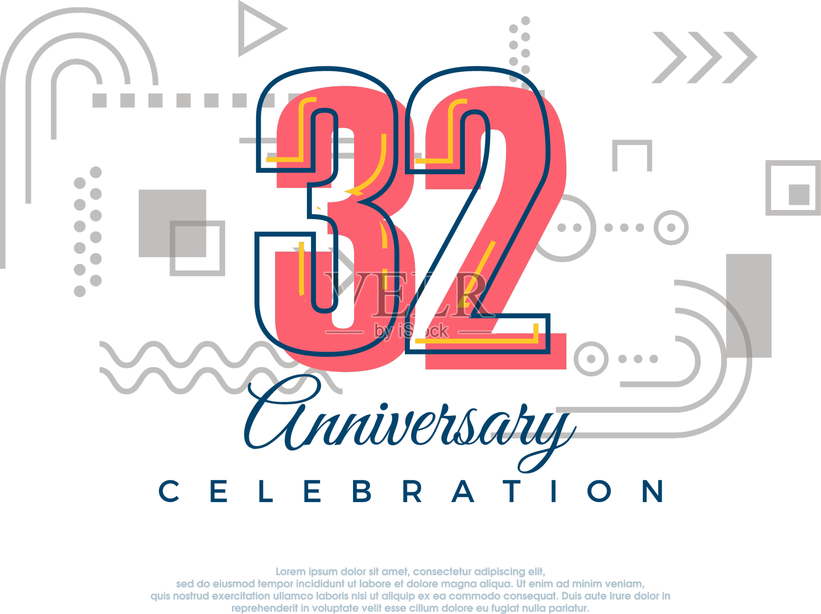 动画片第32期庆祝现代生日设计元素图片