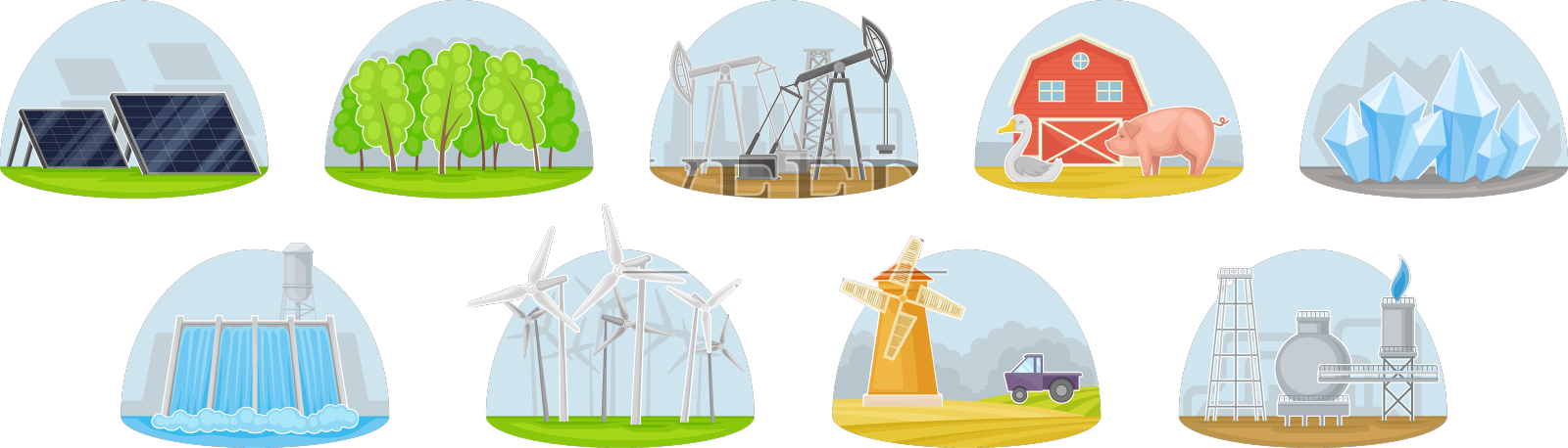 自然资源的土地和地球集设计元素图片