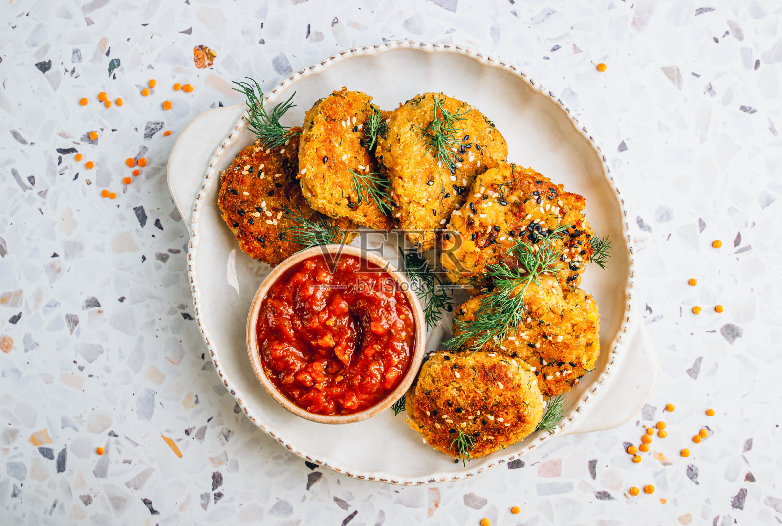 健康高蛋白红扁豆馅饼照片摄影图片