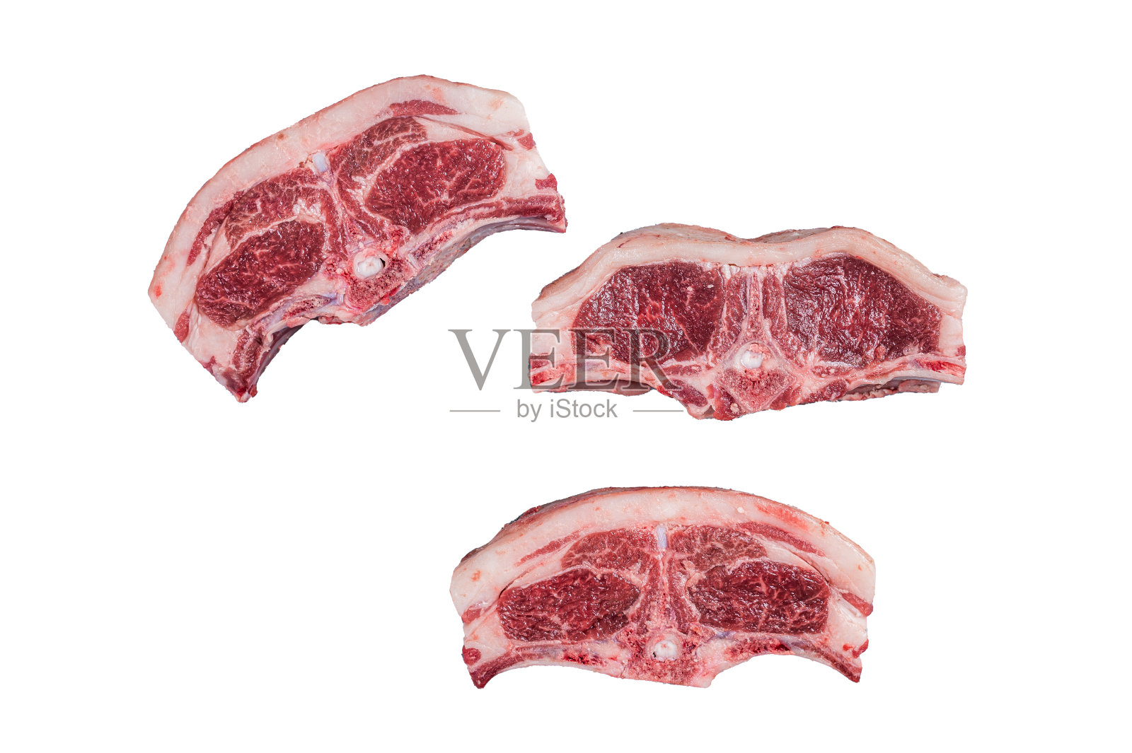 生鲜肉羊肉鞍。孤立，白色背景。照片摄影图片