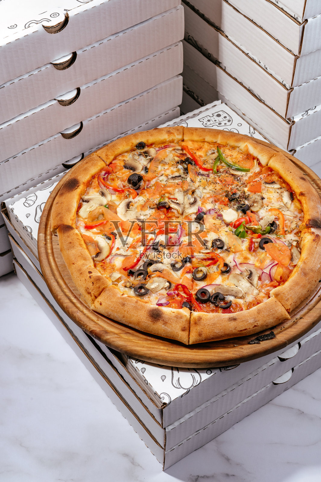 意大利传统披萨的背景盒子与你同在照片摄影图片