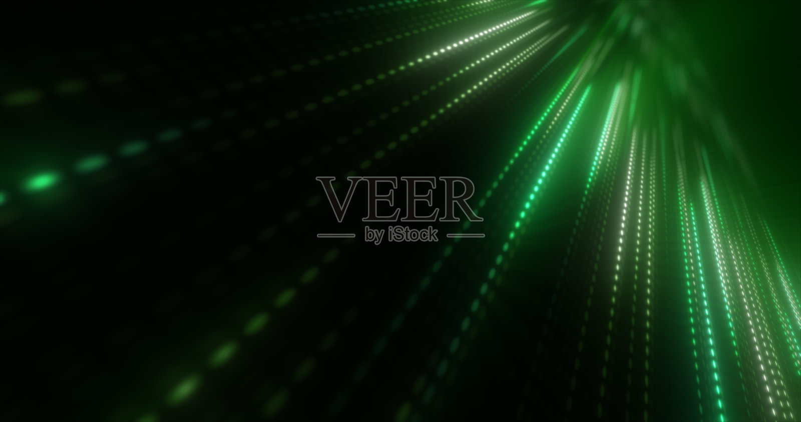 抽象明亮的绿色背景图案飞行圈的点和发光的未来主义数字能量神奇明亮的粒子照片摄影图片