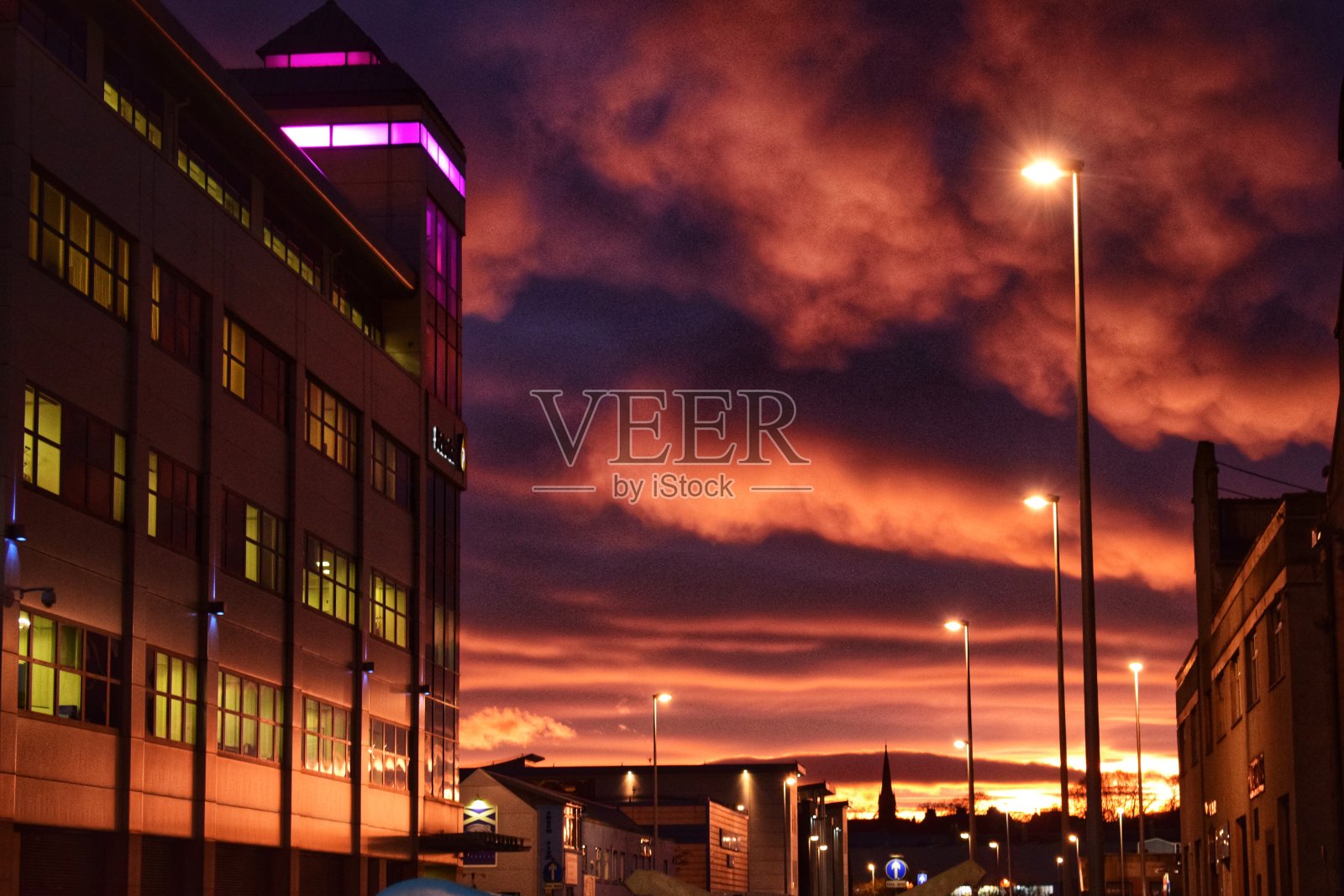 阿伯丁的Mammatus日落照片摄影图片