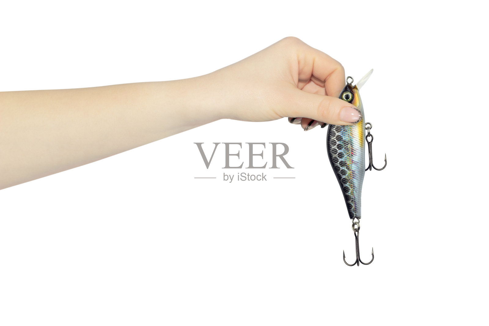 伸出手的鱼饵与背景隔绝照片摄影图片