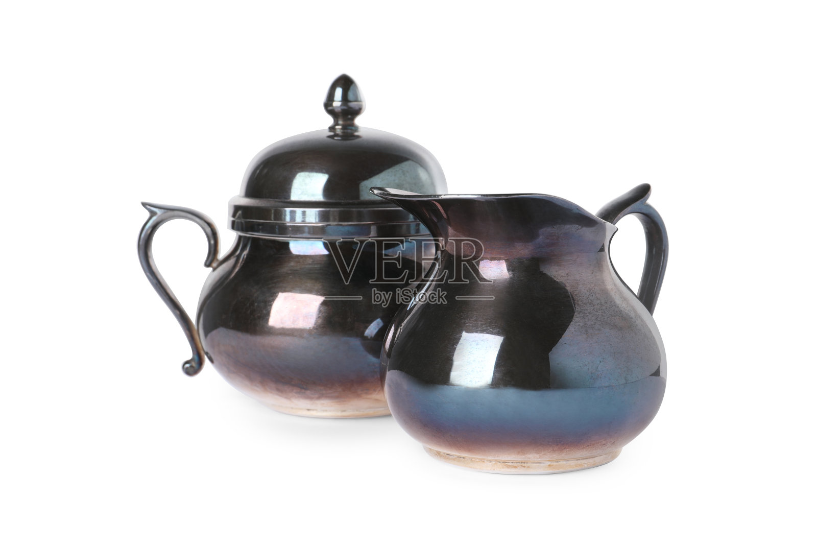 美丽的复古茶具项目在白色的背景照片摄影图片