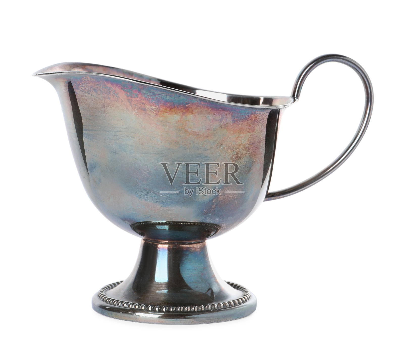 一艘白色背景的老式酱船照片摄影图片