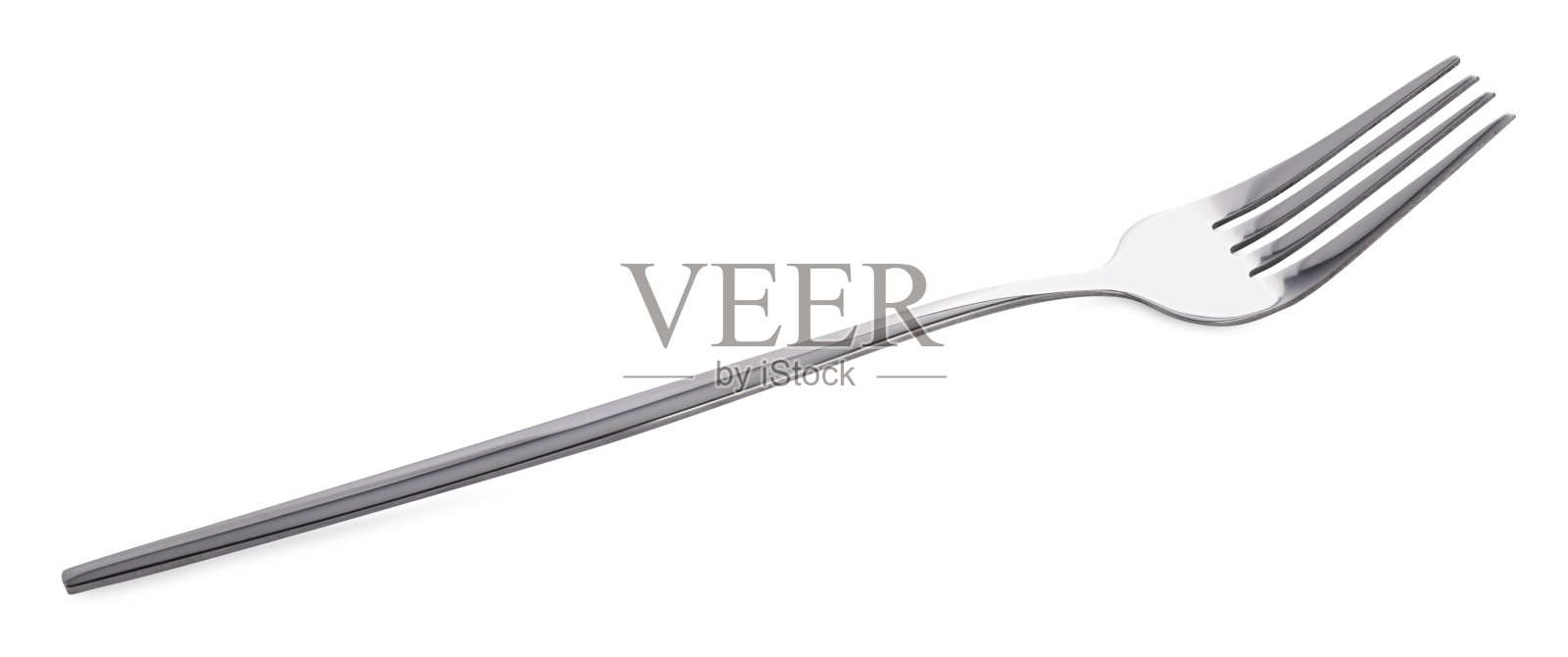 一个闪亮的金属叉子孤立在白色照片摄影图片