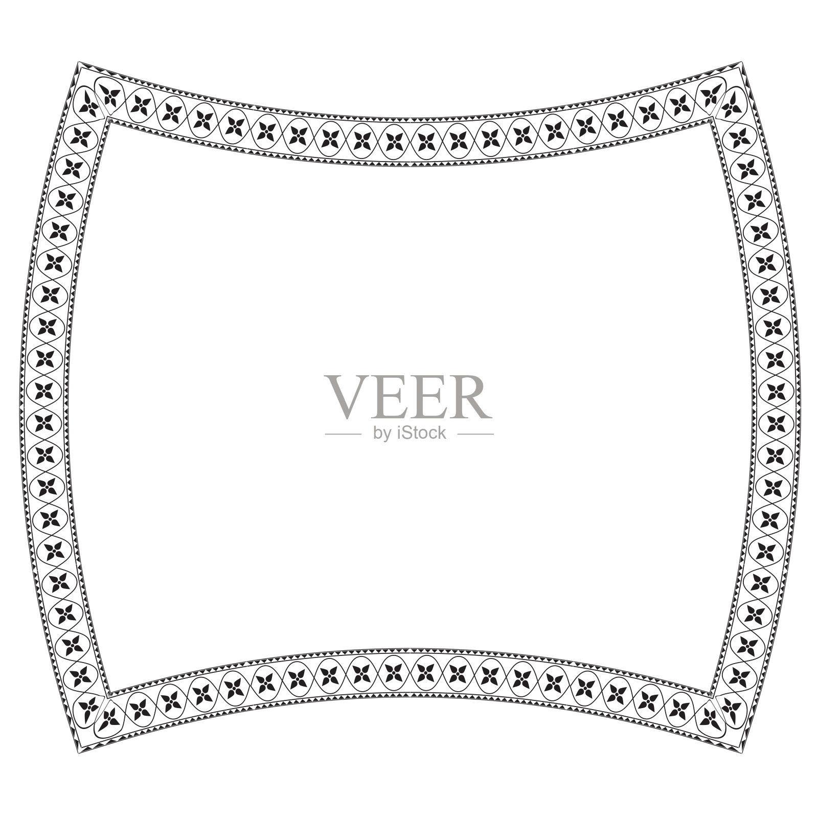 方形框架水平复古框架花花卉边界豪华华丽的艺术叶元素设计轮廓黑色边界插画图片素材