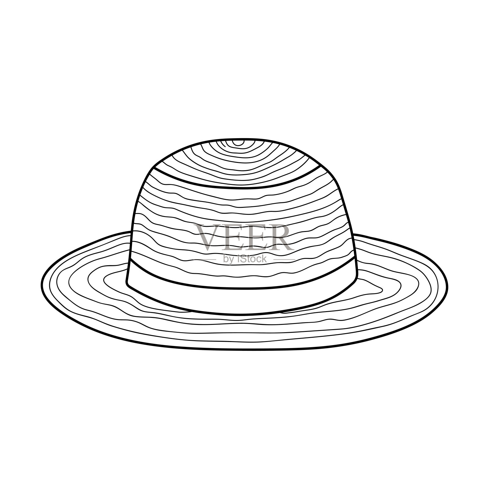 手绘儿童绘制卡通矢量插图草帽隔离在白色背景插画图片素材