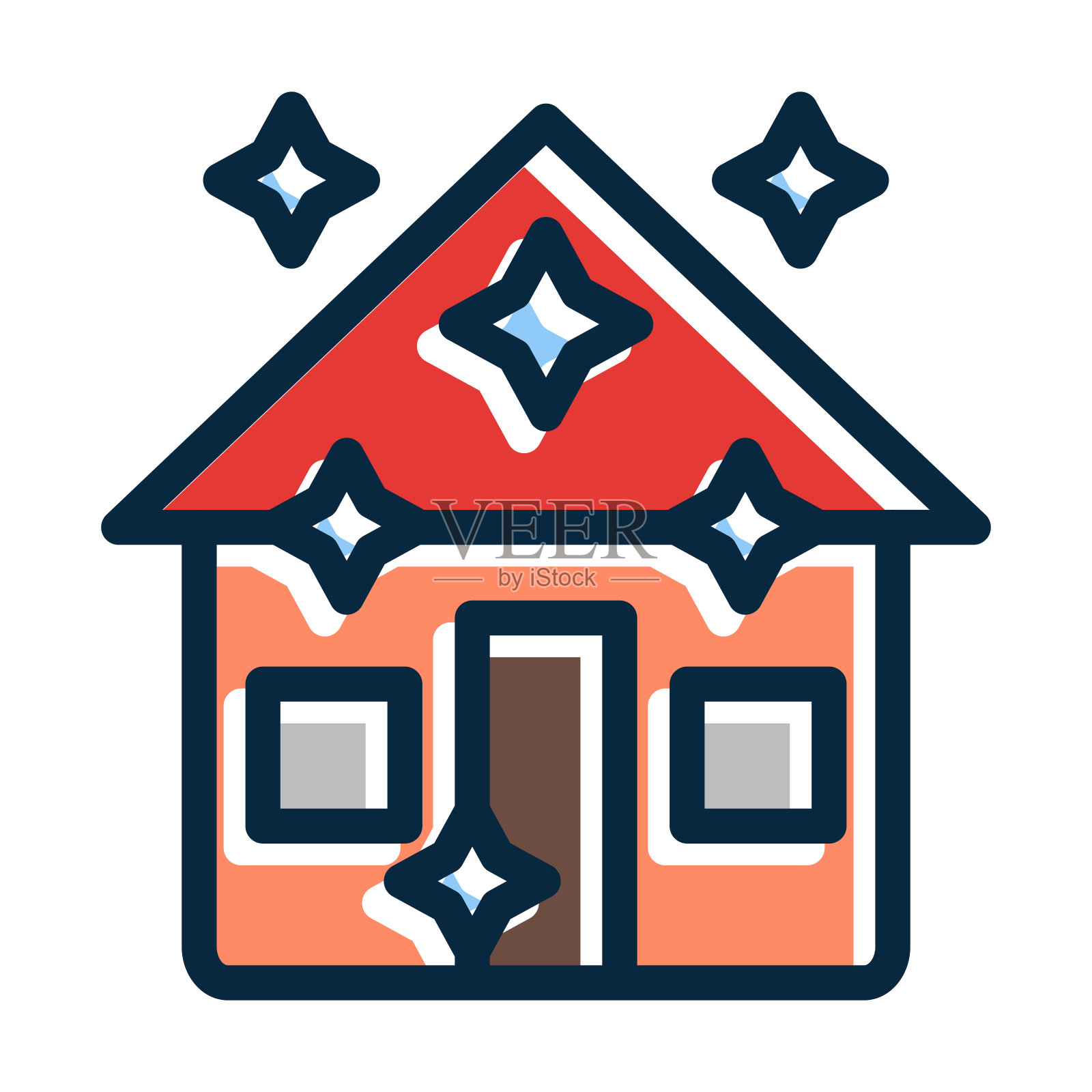 房屋清洁矢量粗线填充深色图标为个人和商业用途。插画图片素材