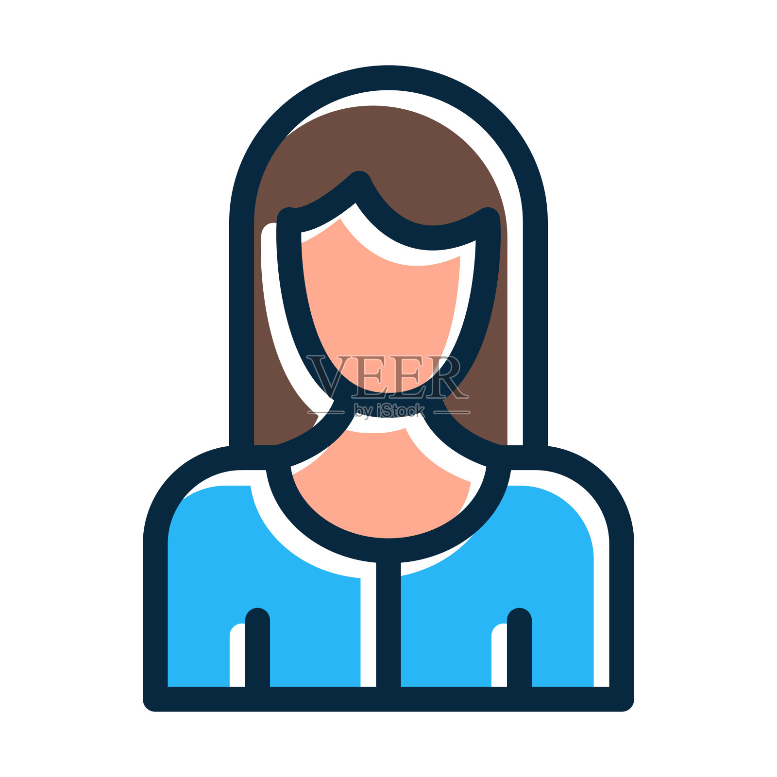 女人矢量粗线填充深色图标为个人和商业用途。插画图片素材