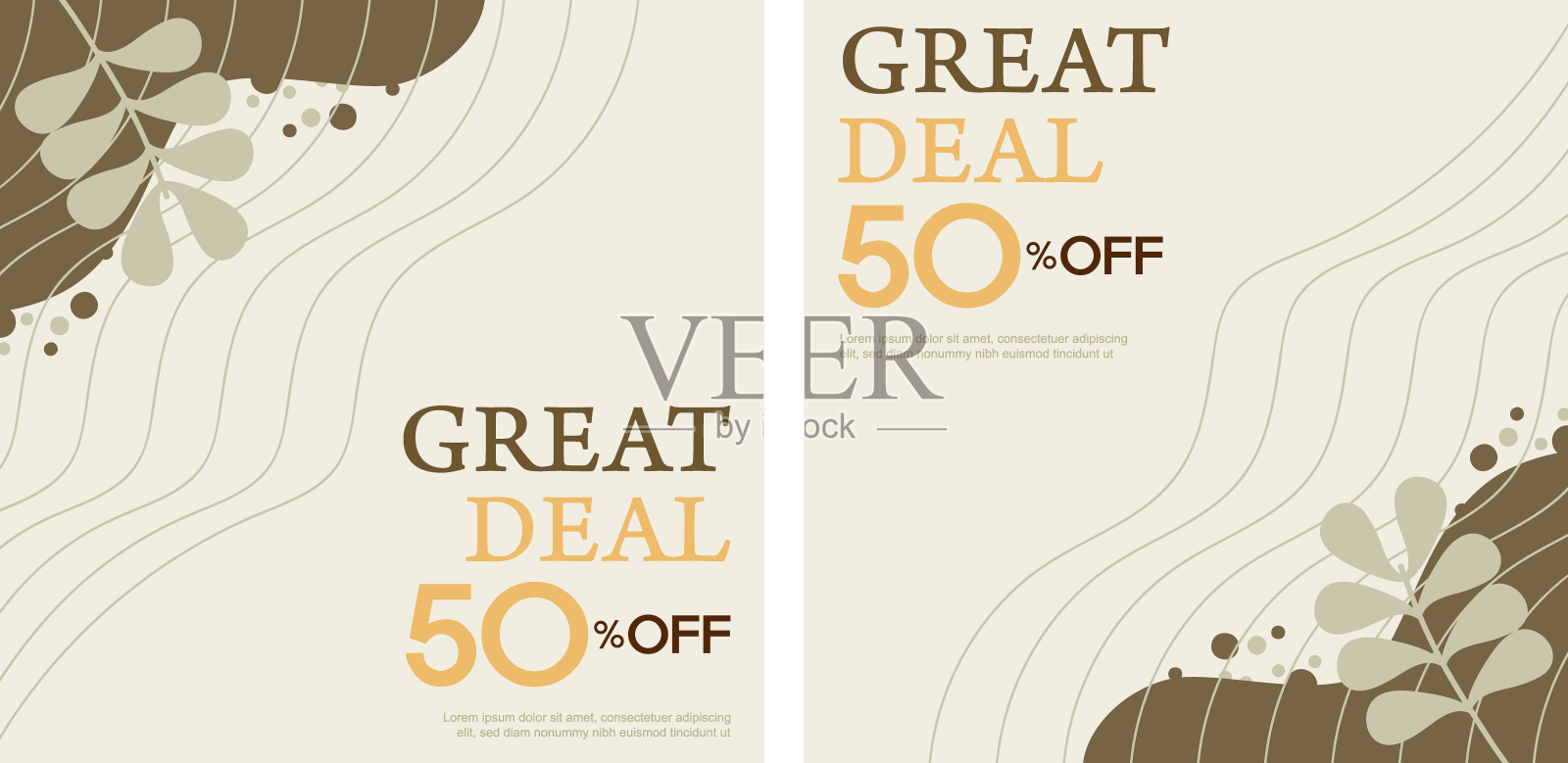 自然方形背景与花卉装饰设计元素图片