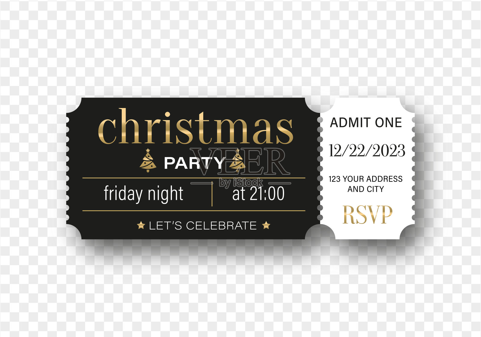 圣诞晚会门票邀请插画图片素材