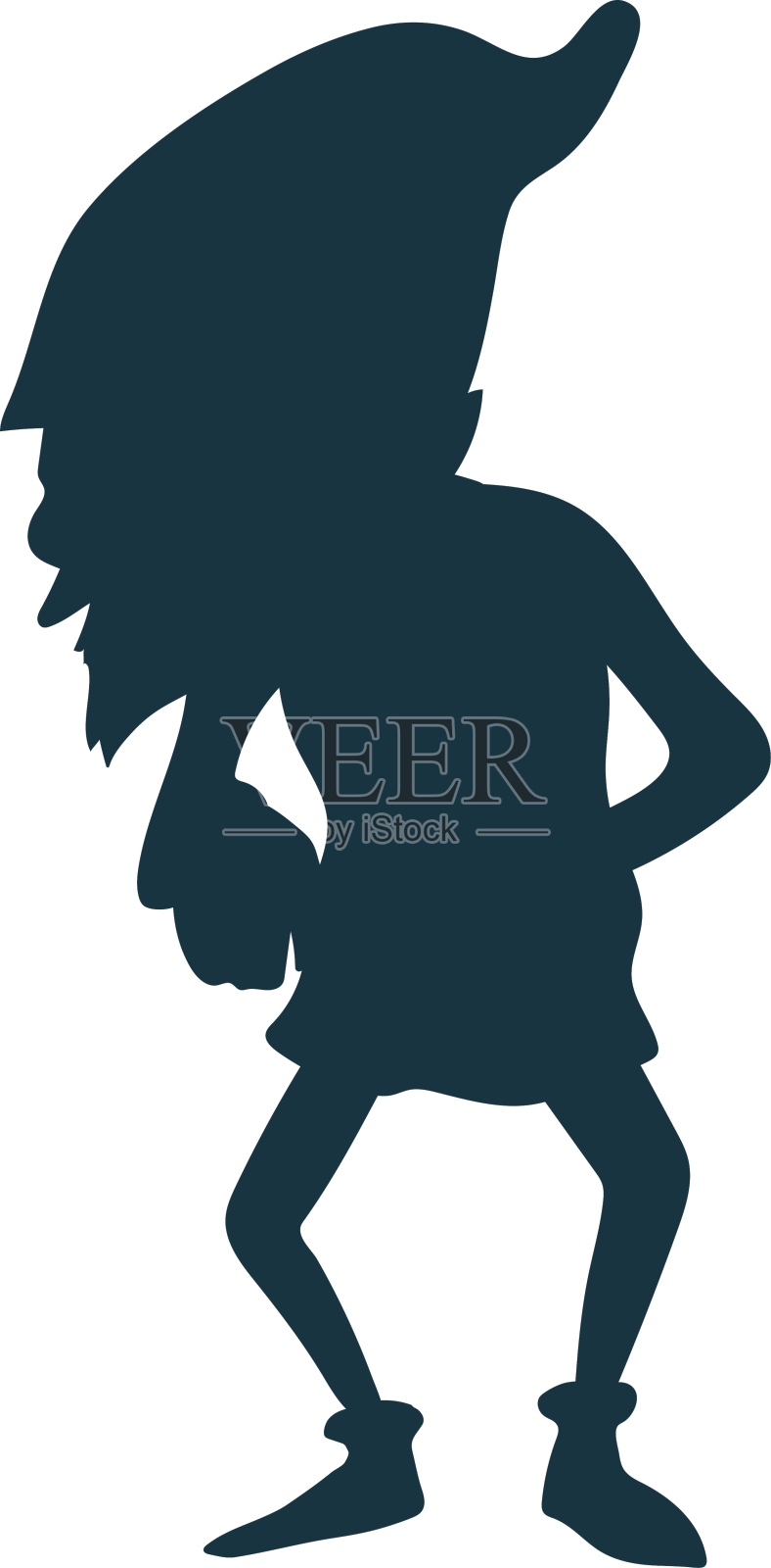 小妖精胡子侏儒帽剪影设计元素图片