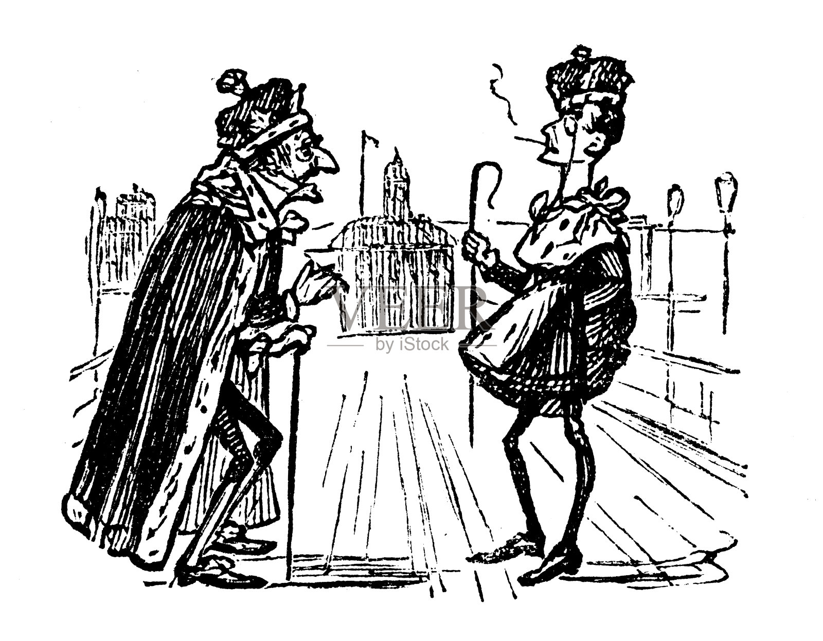 英国讽刺漫画插画图片素材