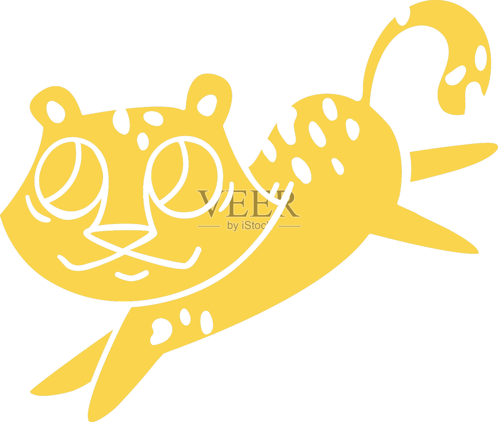 跳跃的猎豹剪纸设计元素图片