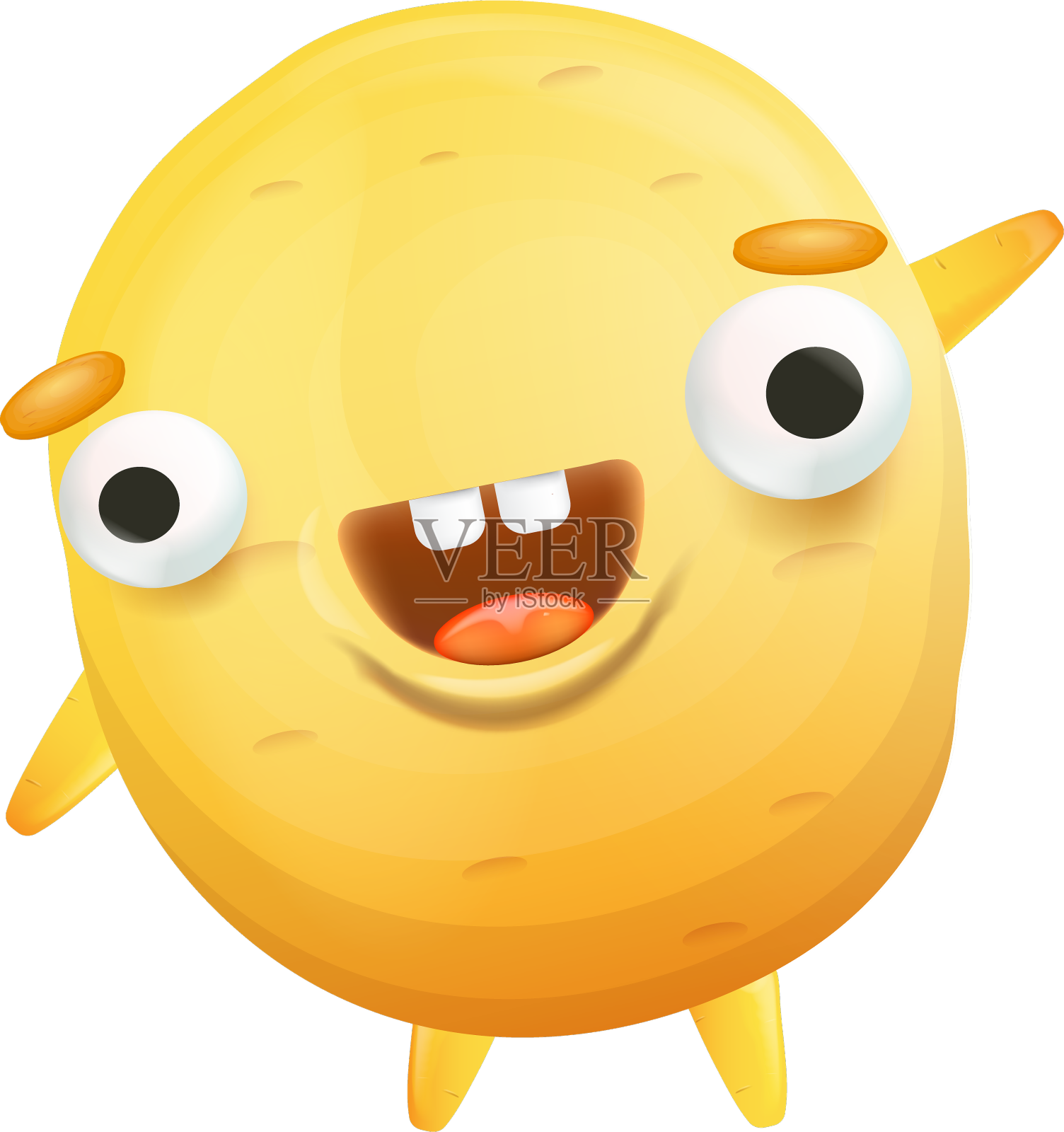 卡通搞笑的黄色外星怪物孤立设计元素图片