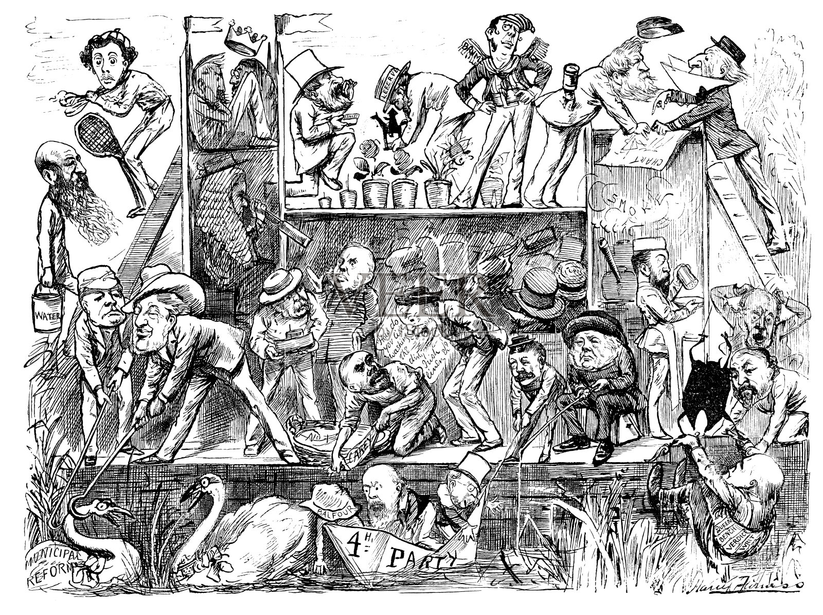 英国讽刺漫画插画图片素材