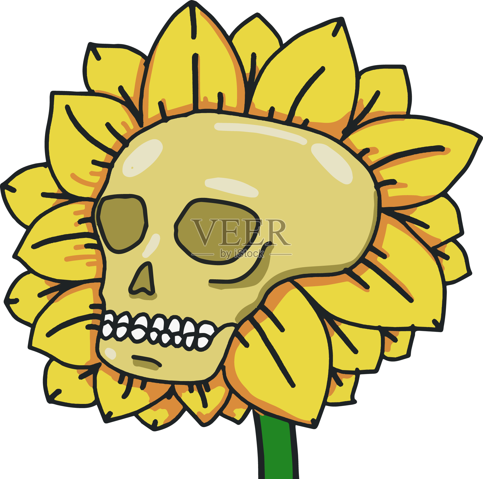 万圣节快乐，骷髅向日葵设计元素图片