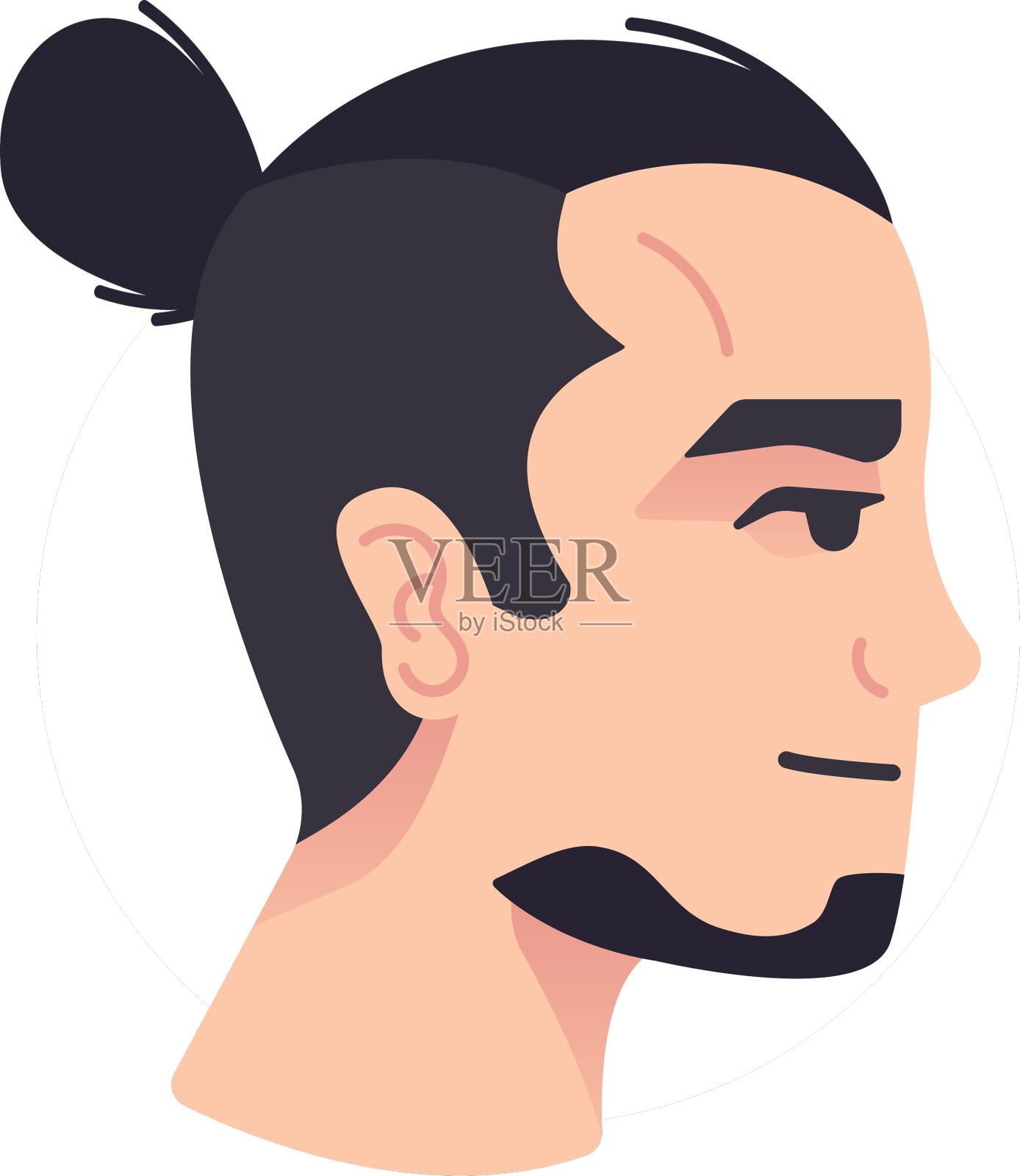 男士发髻侧视图设计元素图片