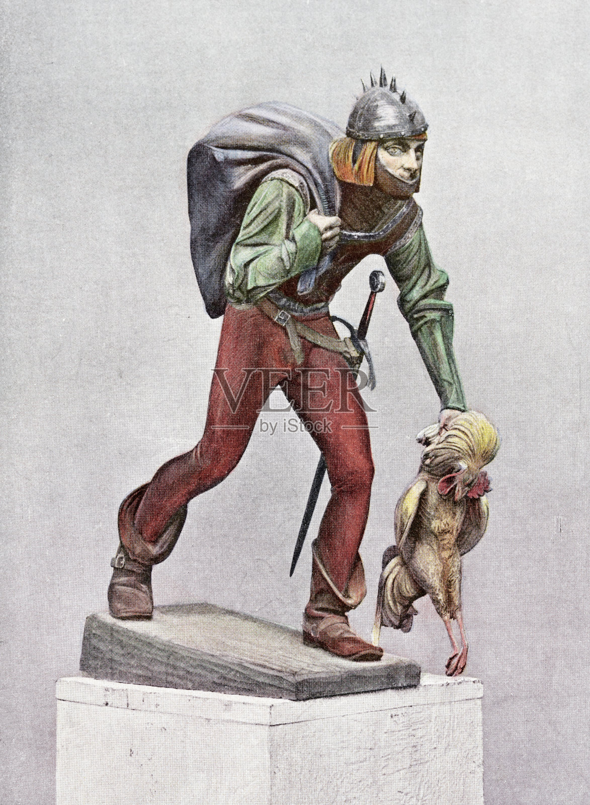 偷鸡贼雕像插画图片素材