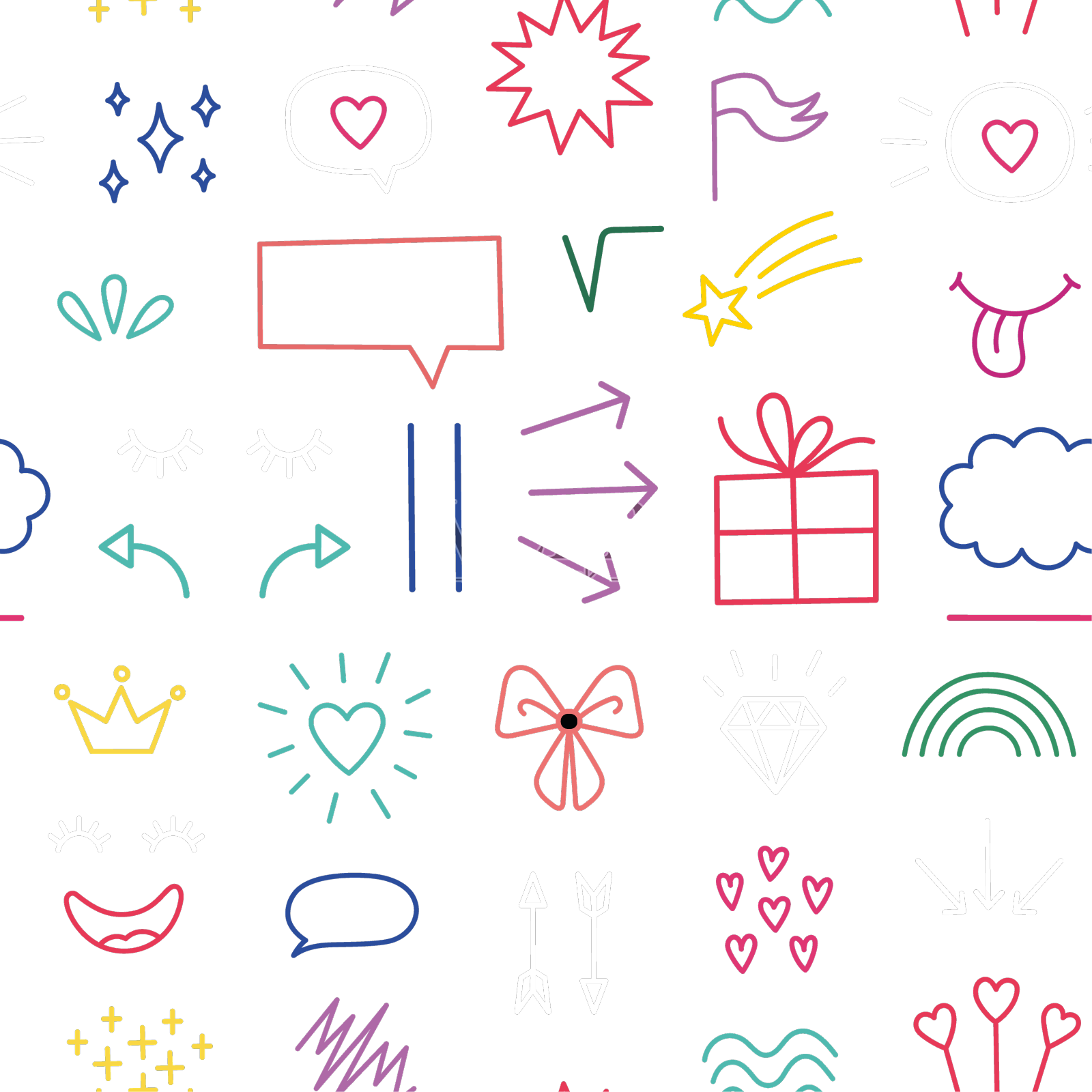 手绘涂鸦元素无缝图案黑暗设计元素图片