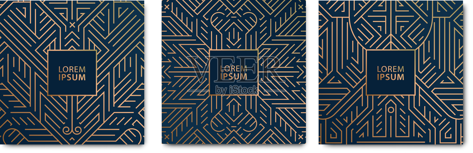 一套装饰艺术的奢华几何图案设计元素图片