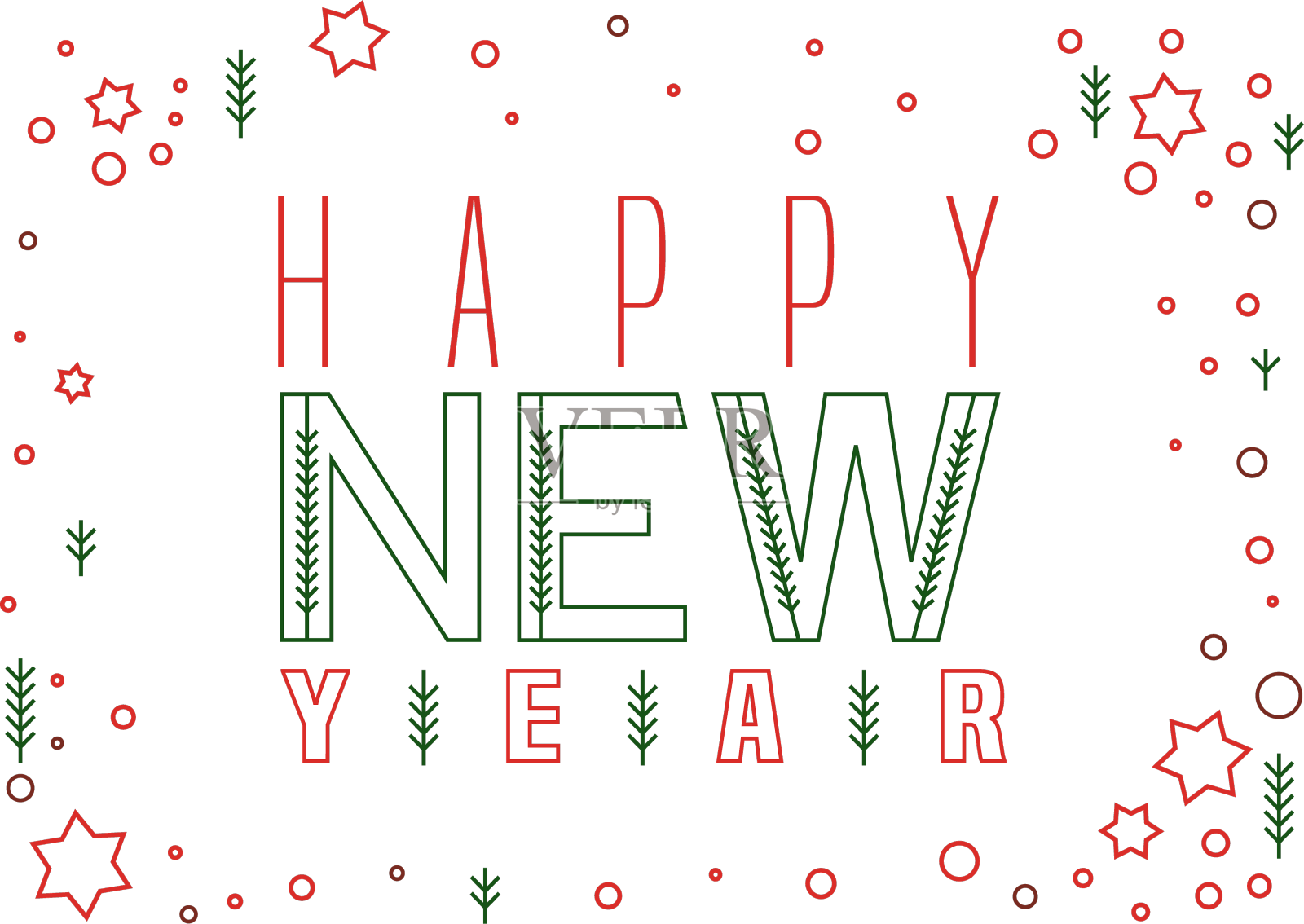 新年明信片设计可编辑设计元素图片