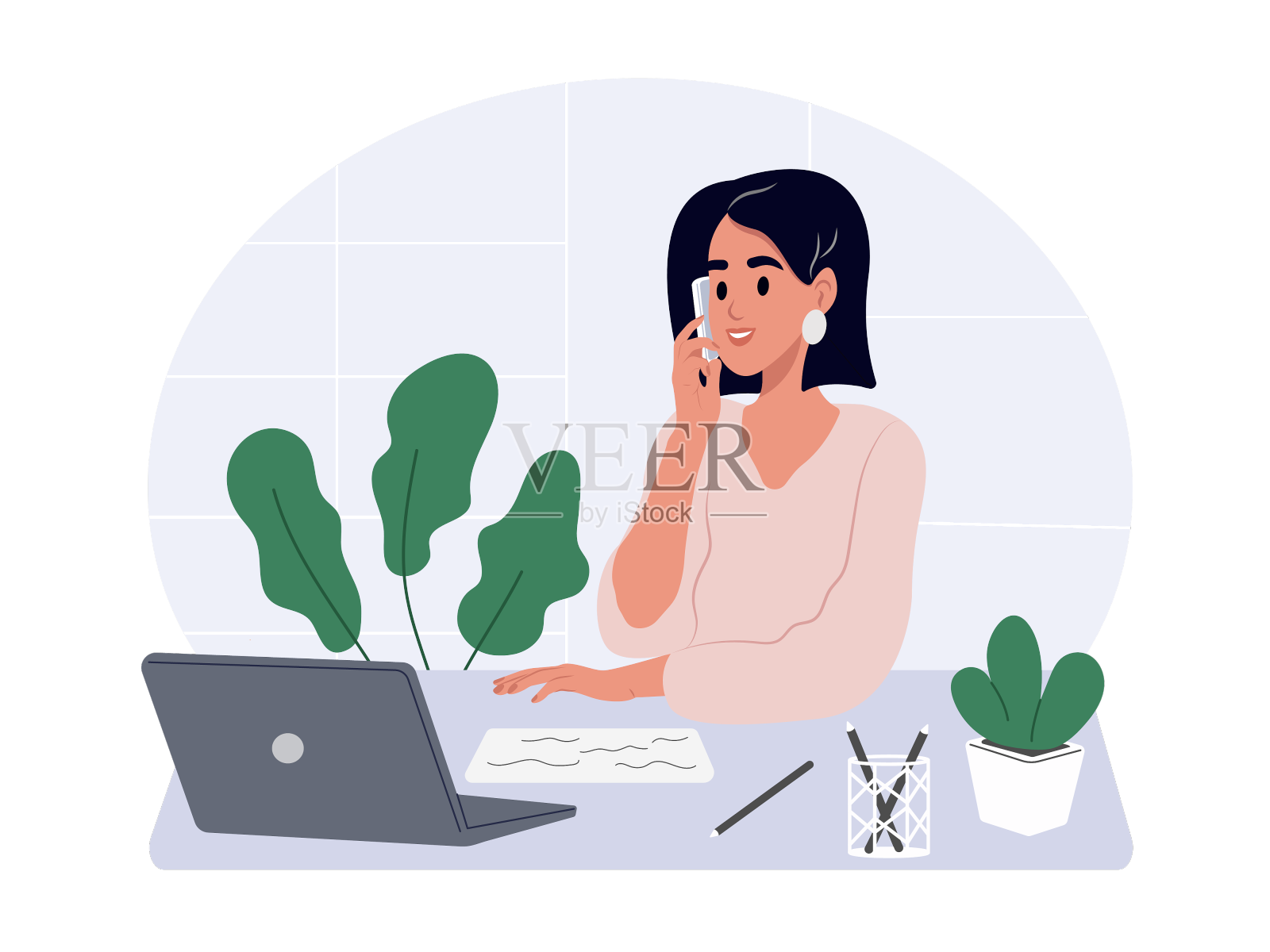 经理在电话中与客户交谈设计元素图片