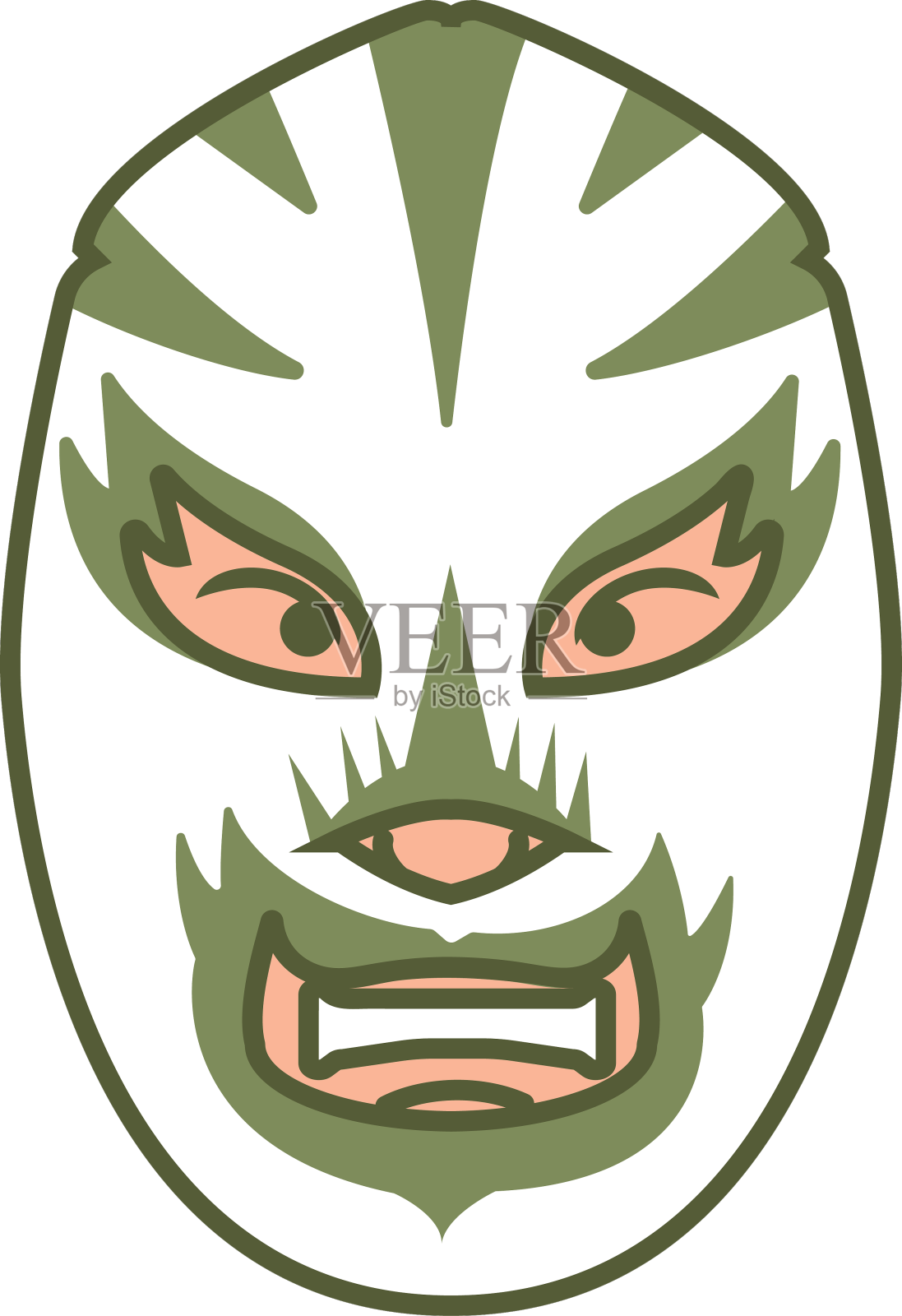 面罩正面绿色，面平设计元素图片