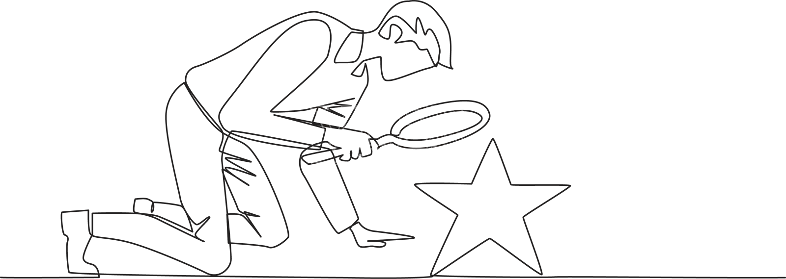 商人单线连续绘制设计元素图片