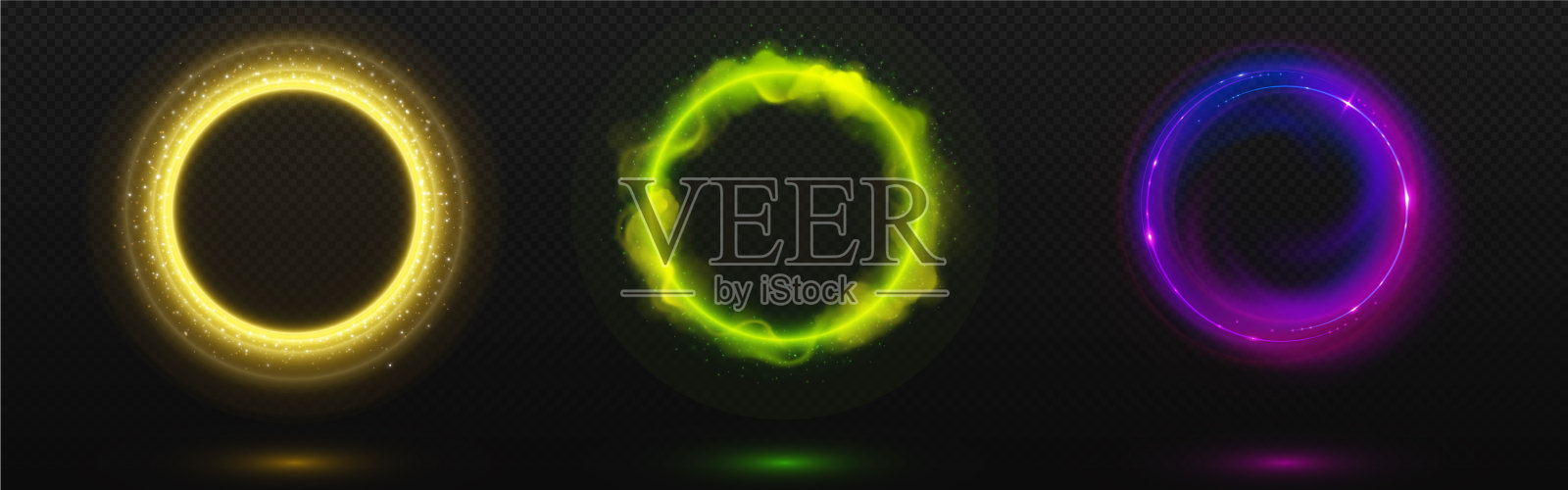 魔法能量效果圈设置插画图片素材