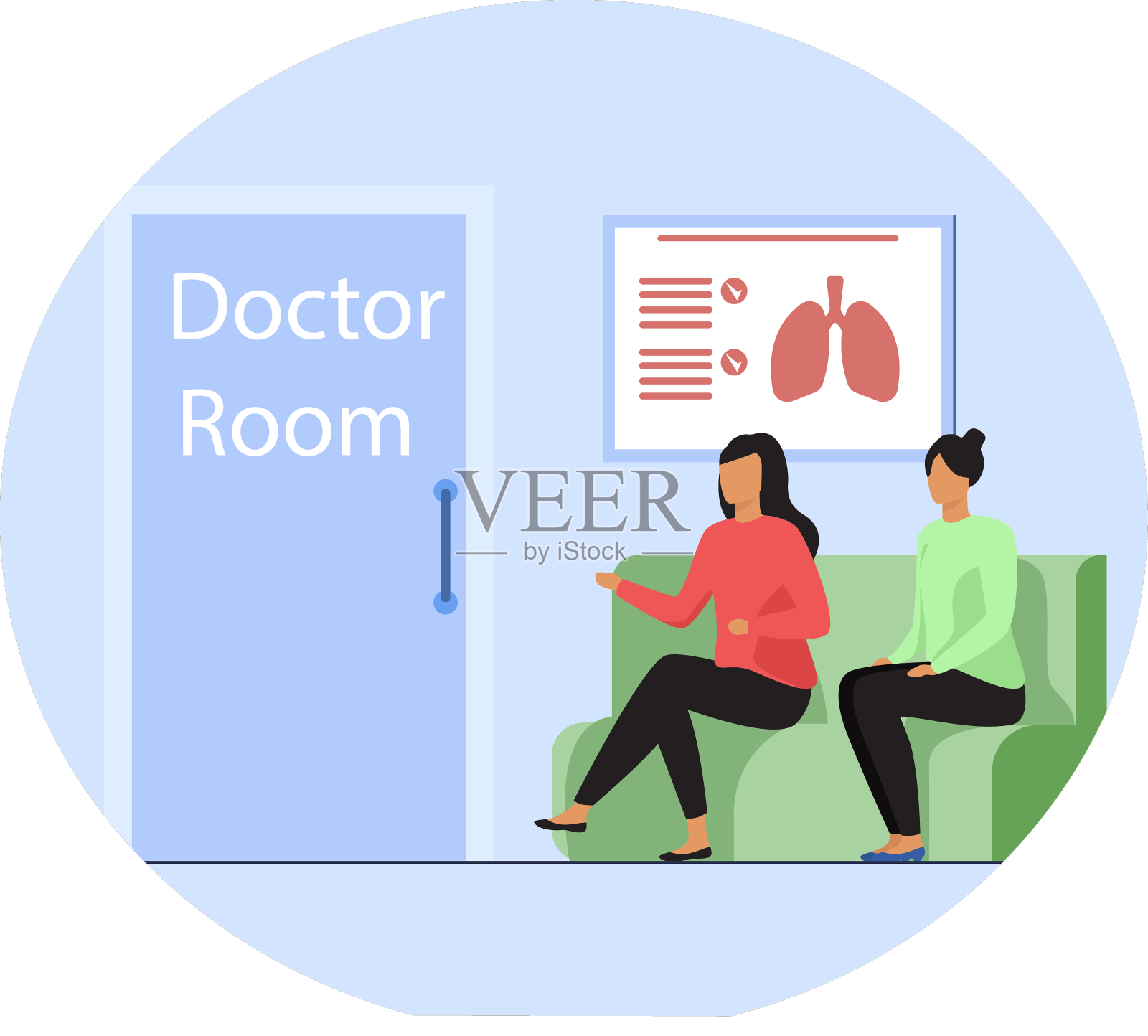 女孩们在医院等候的画面设计元素图片