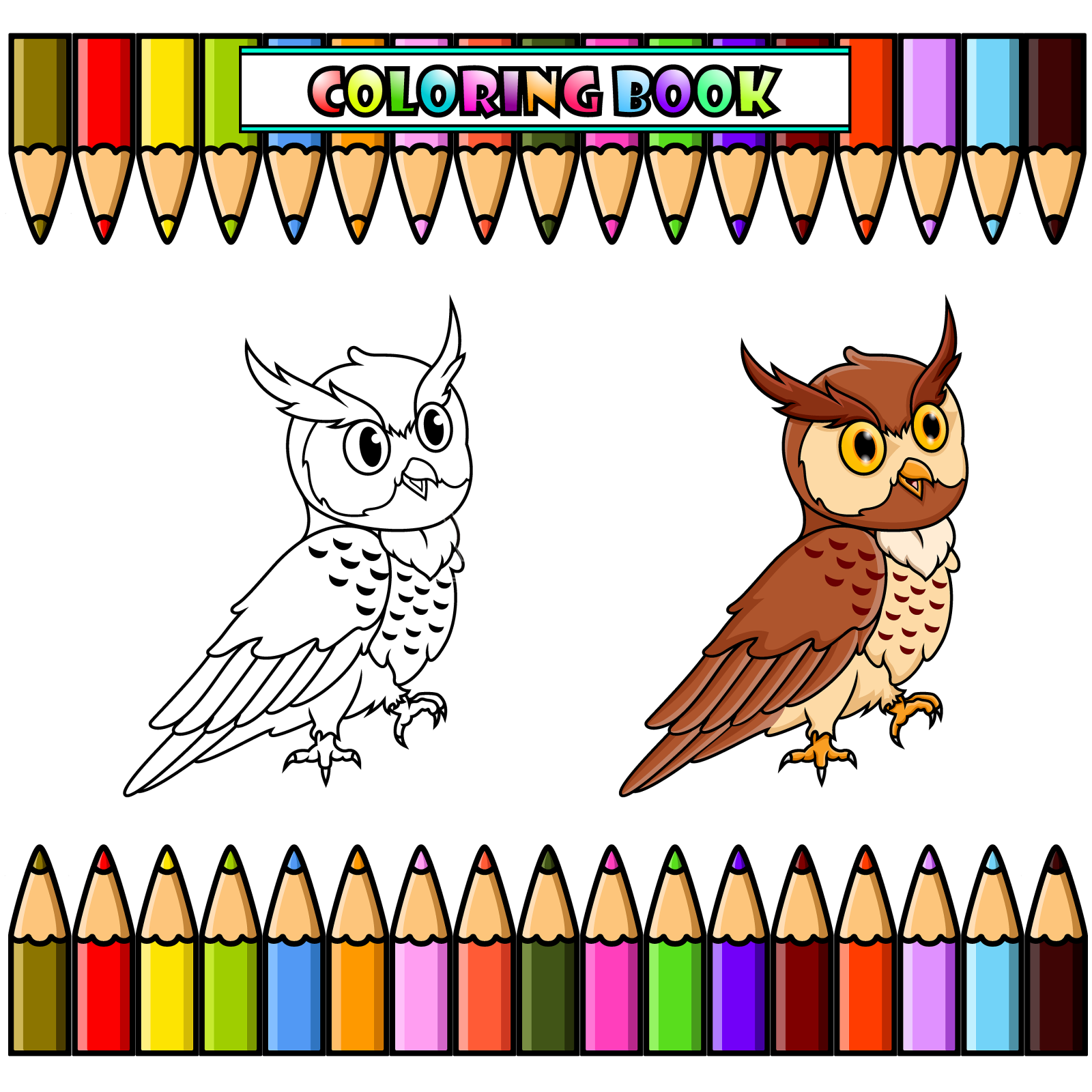 图画书的卡通猫头鹰设计元素图片