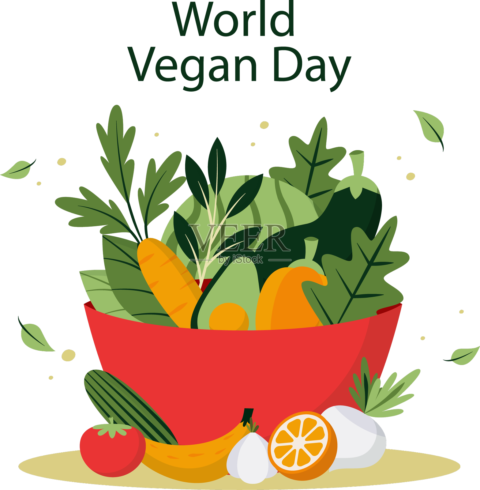 平世界素食日的庆祝活动孤立于白色设计元素图片