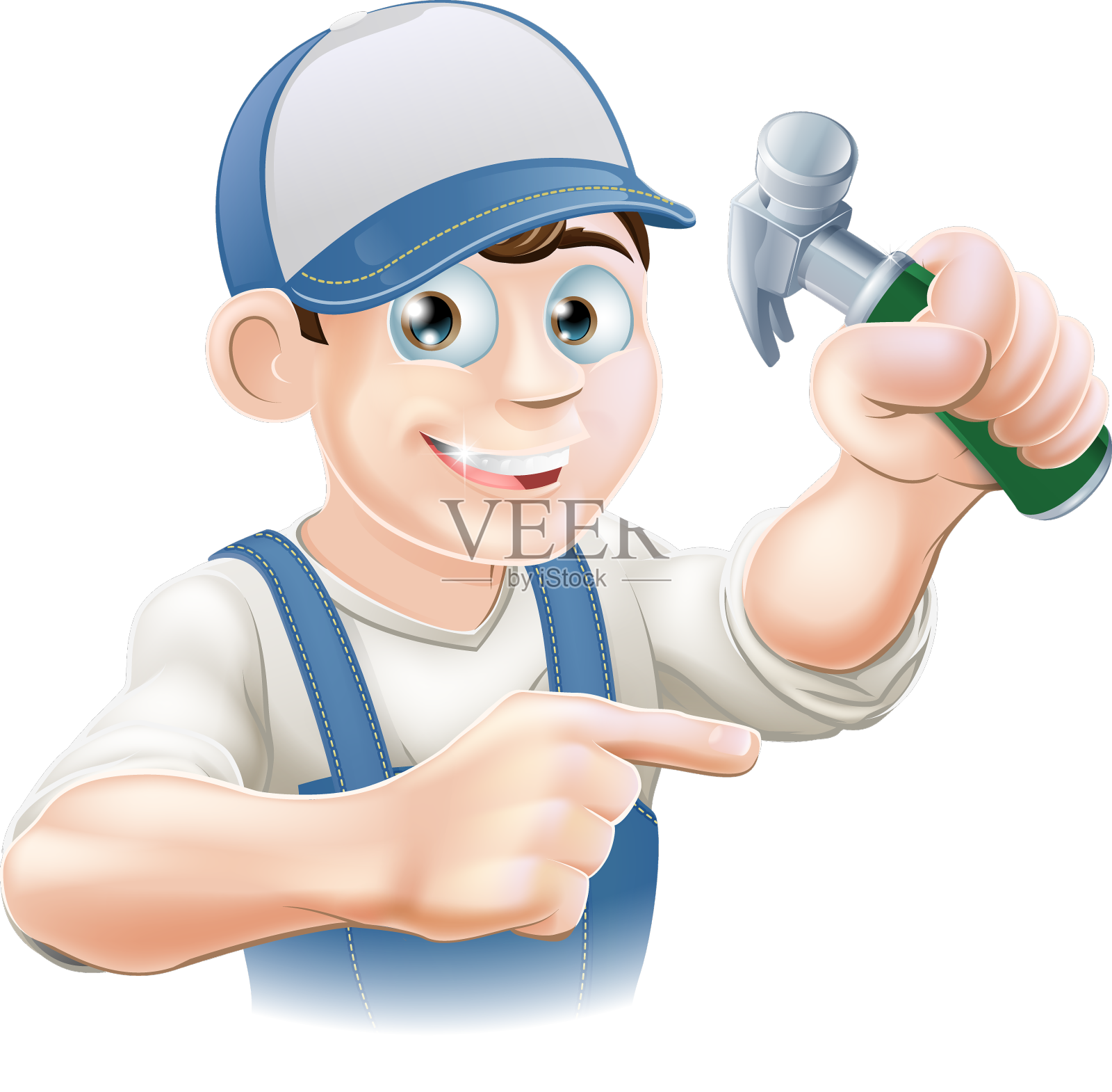 卡通木匠指点设计元素图片