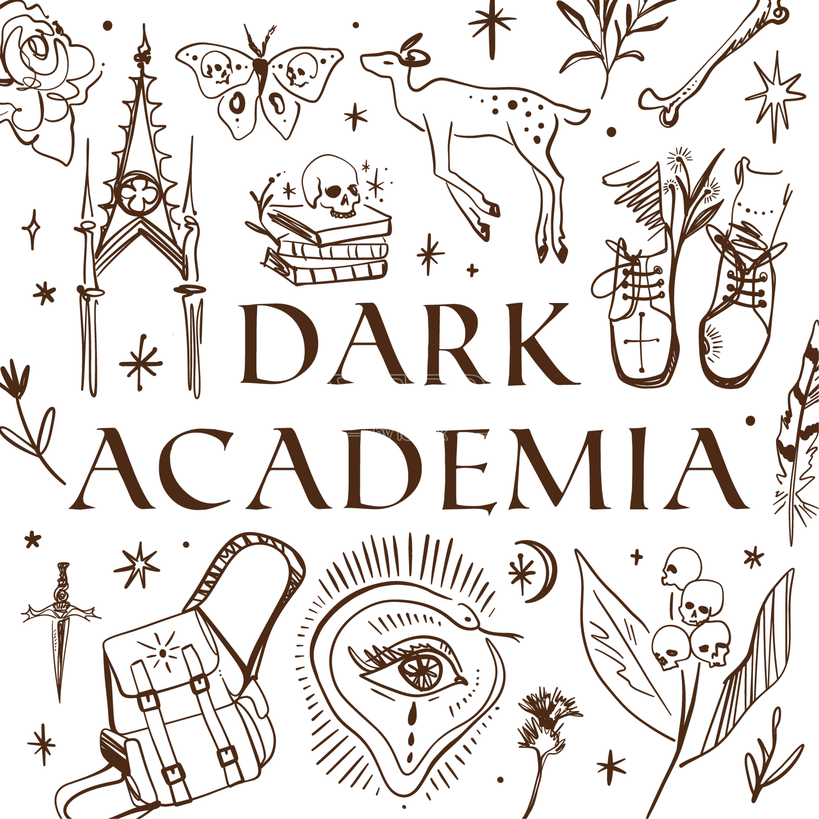 暗学院线条艺术设置设计元素图片