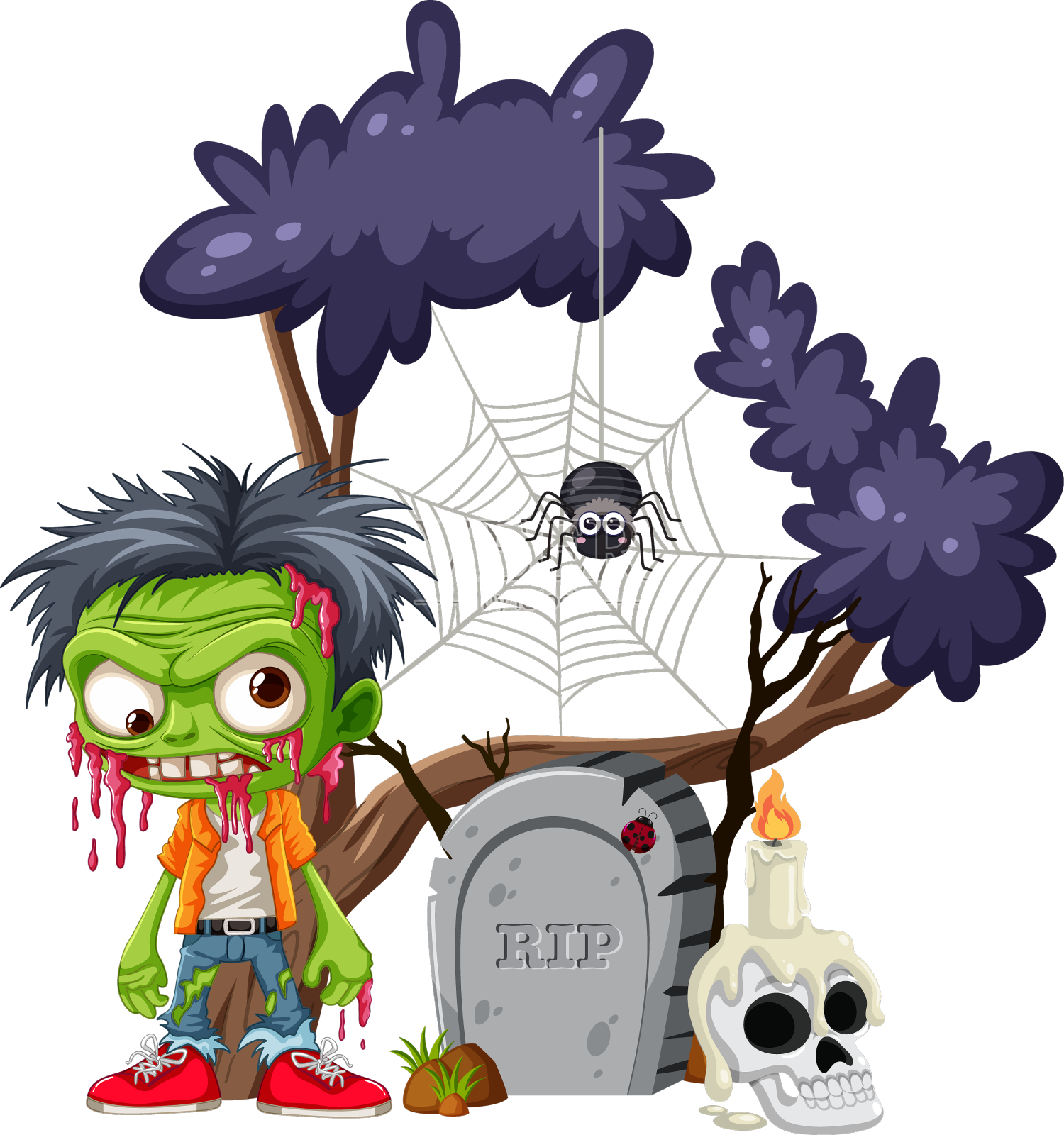 僵尸卡通人物支持万圣节设计元素图片