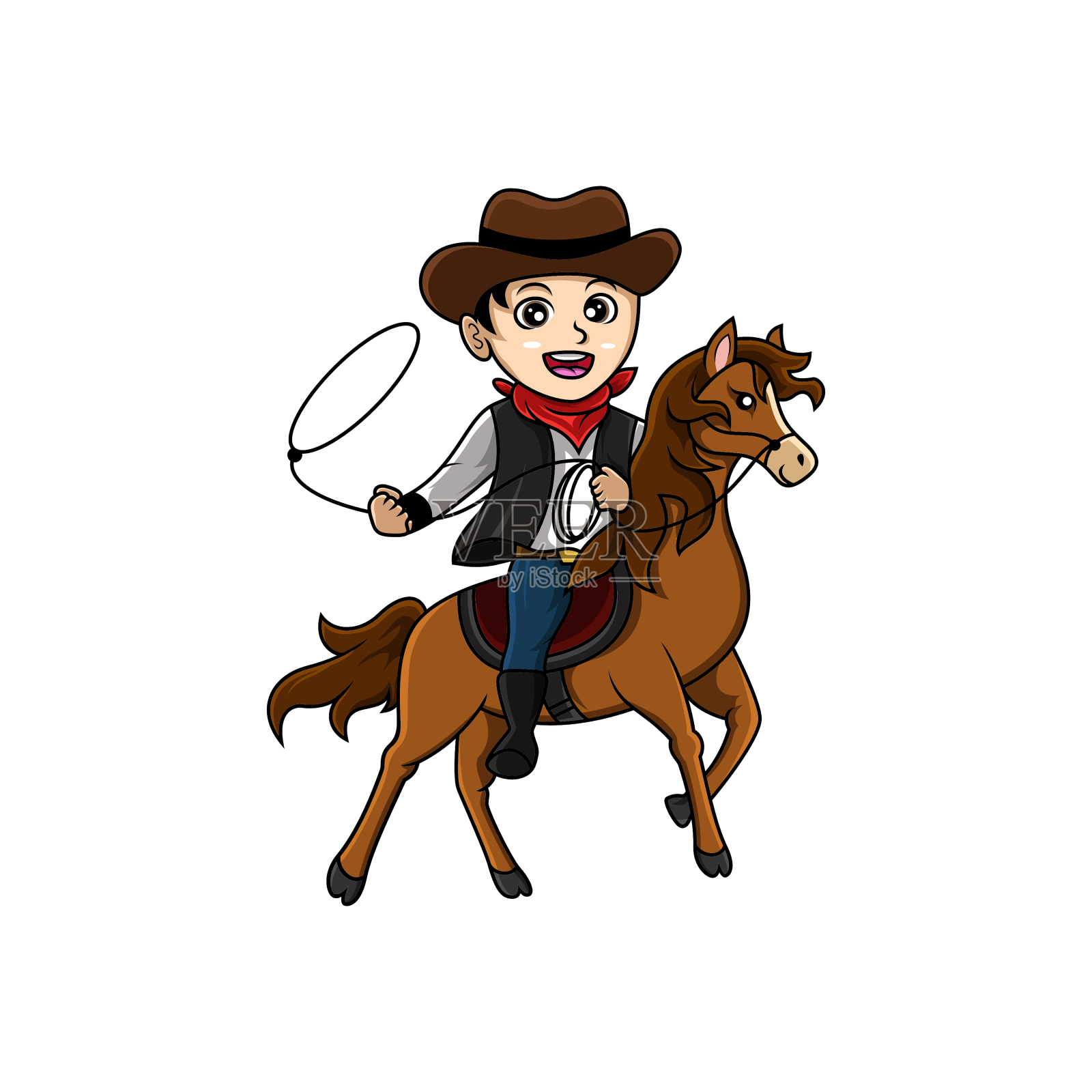 可爱的牛仔骑马设计元素图片