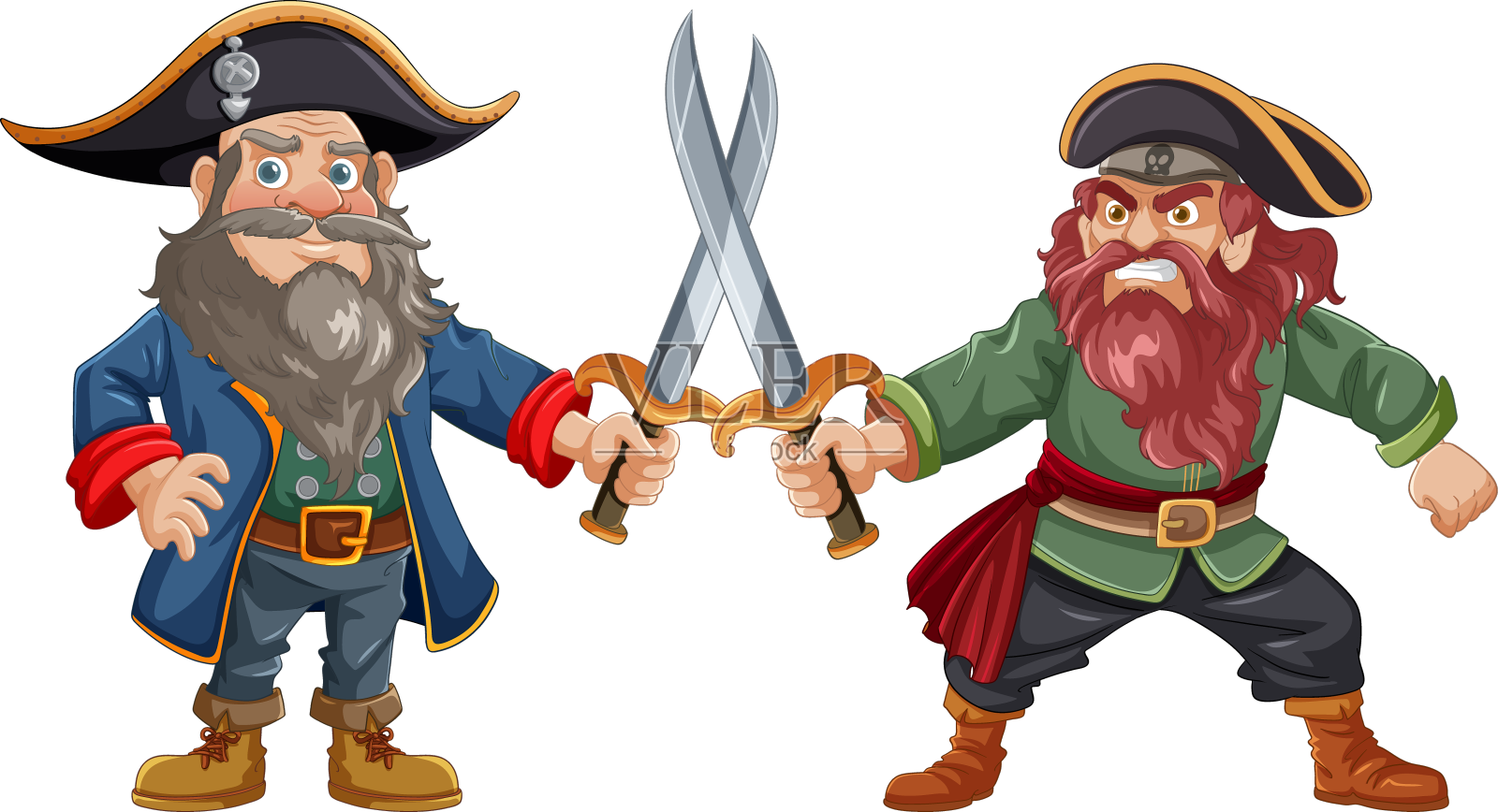 史诗般的战斗，两个海盗在剑斗设计元素图片