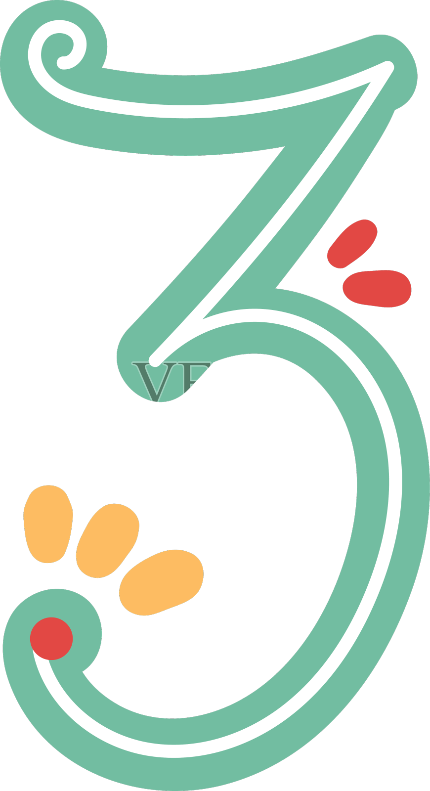 墨西哥风格的3号字母设计元素图片