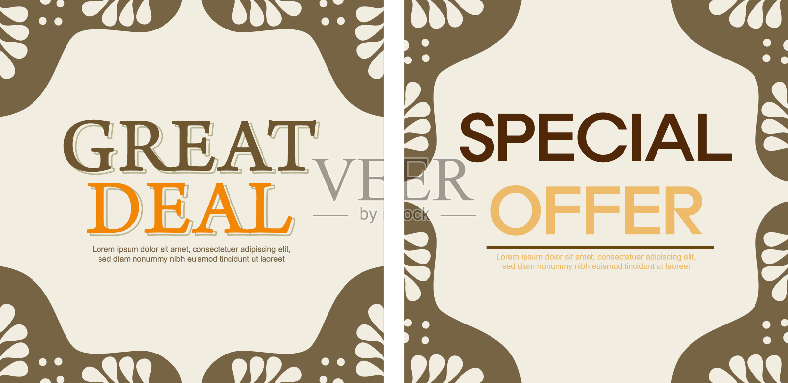 自然方形背景与花卉装饰设计元素图片