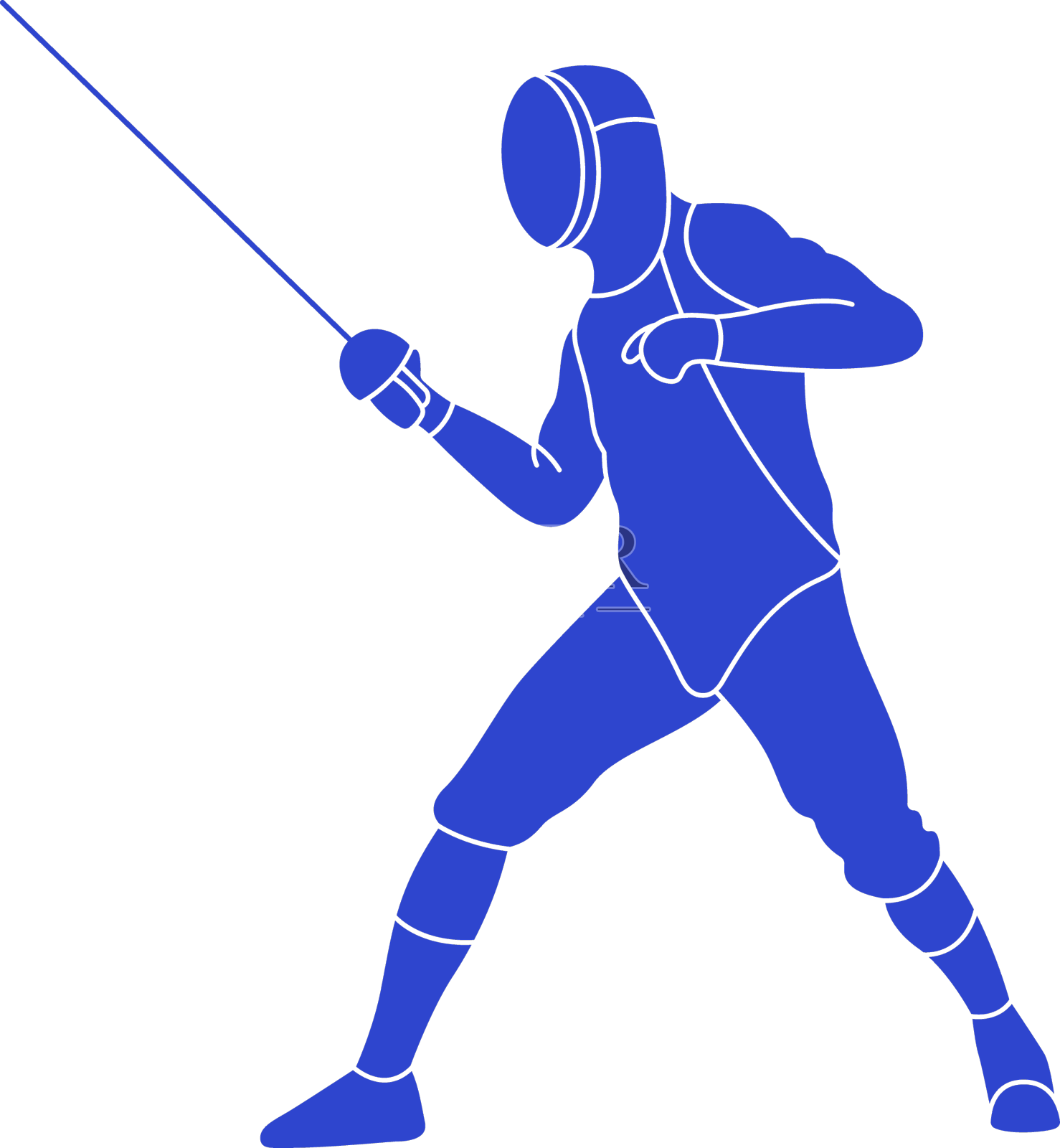 男击剑运动员蓝色设计元素图片