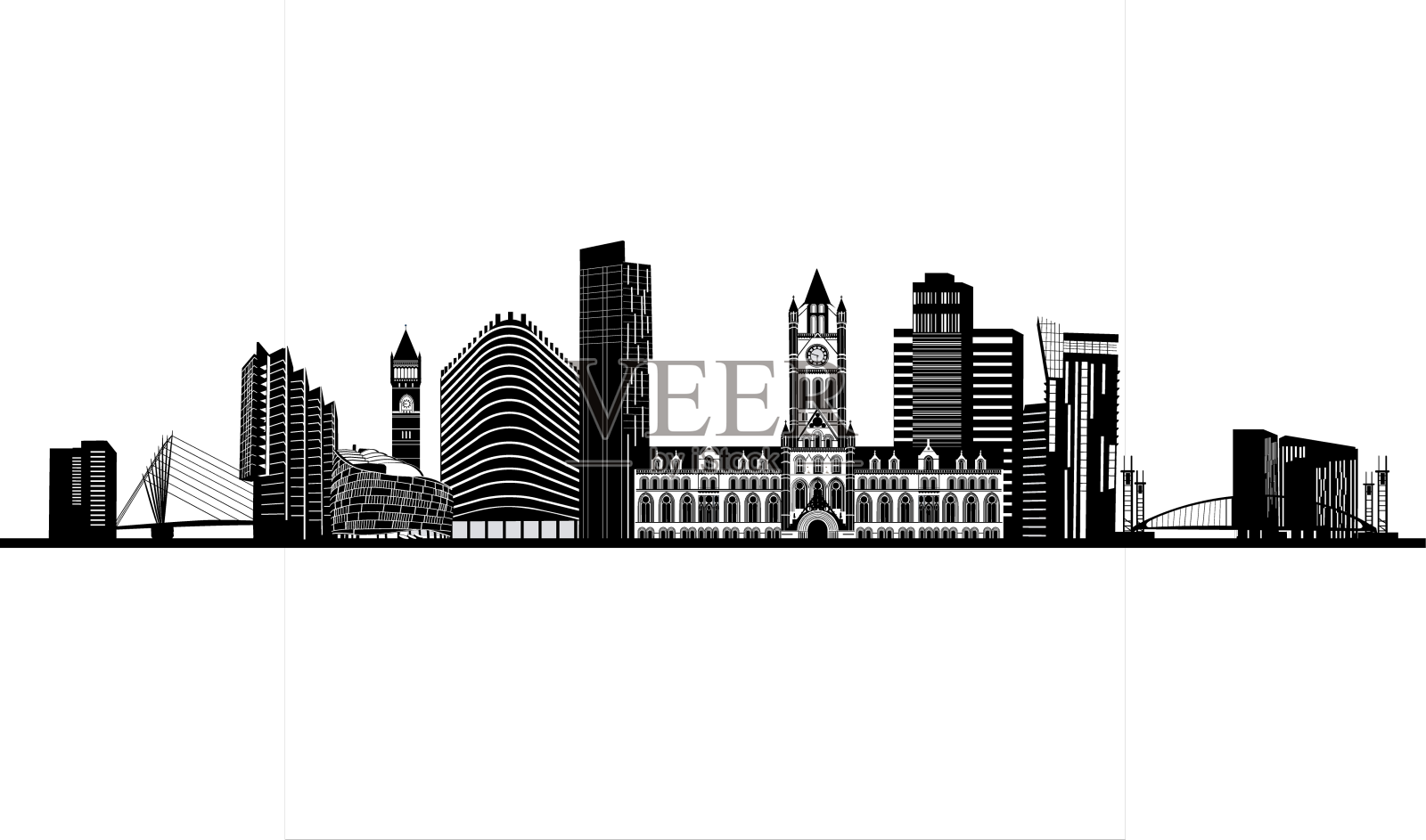 曼彻斯特天际线轮廓设计元素图片