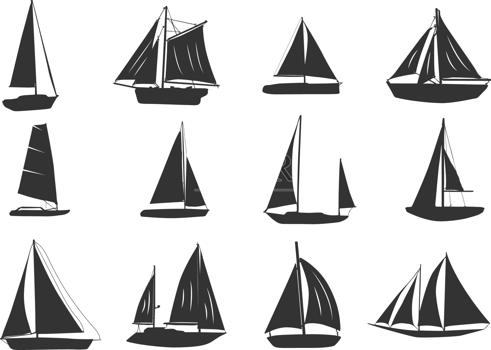 帆船剪影游艇帆船剪影设计元素图片