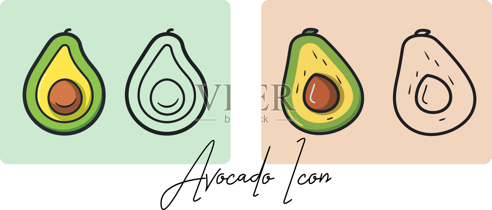 成熟鳄梨剪纸设计元素图片