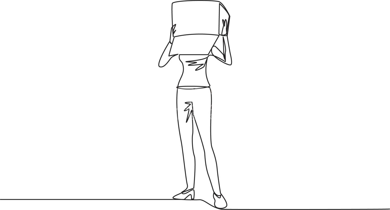 连续一行画着女商人站了起来设计元素图片