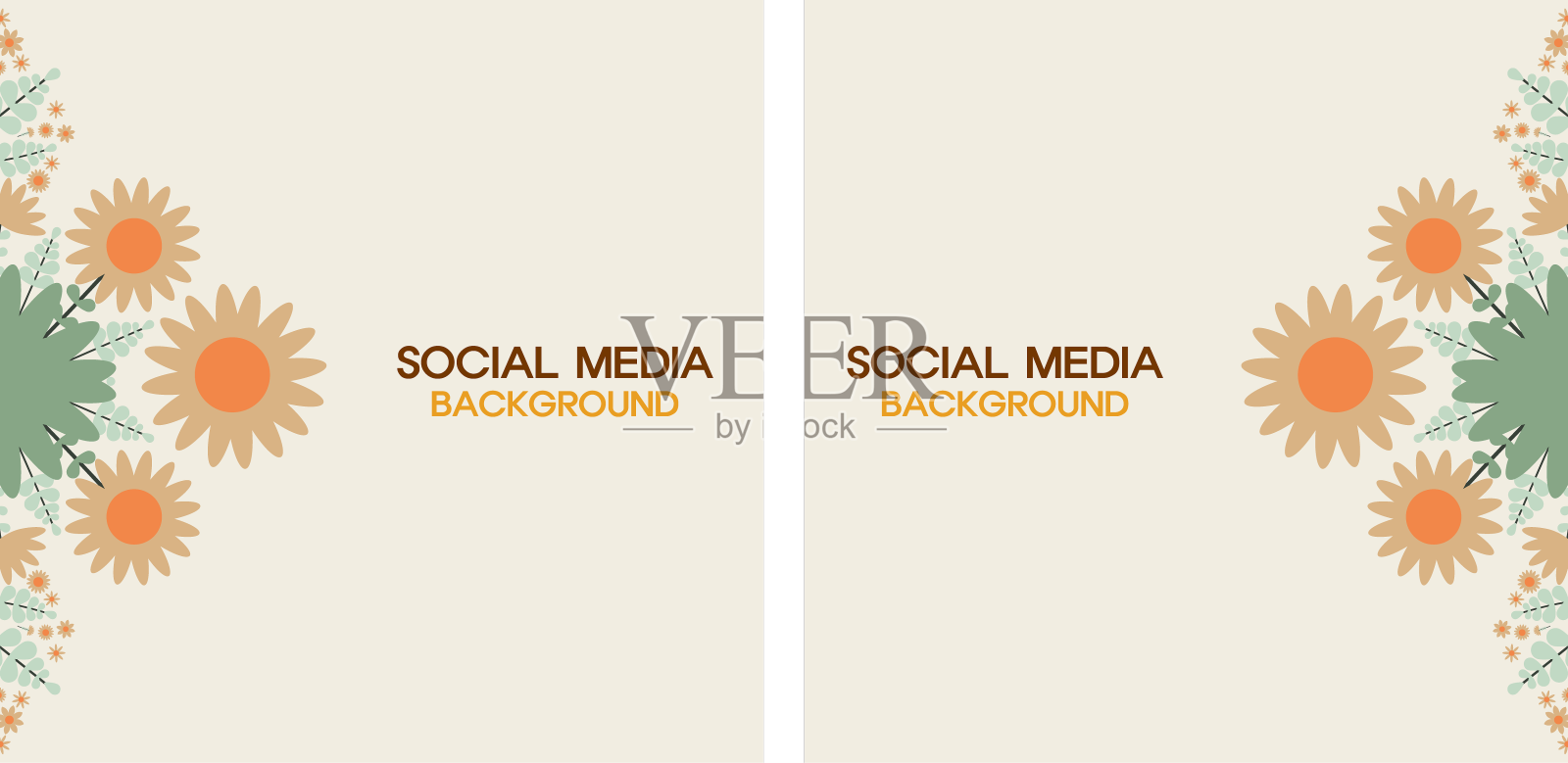 社交媒体帖子背景与自然花卉设计元素图片